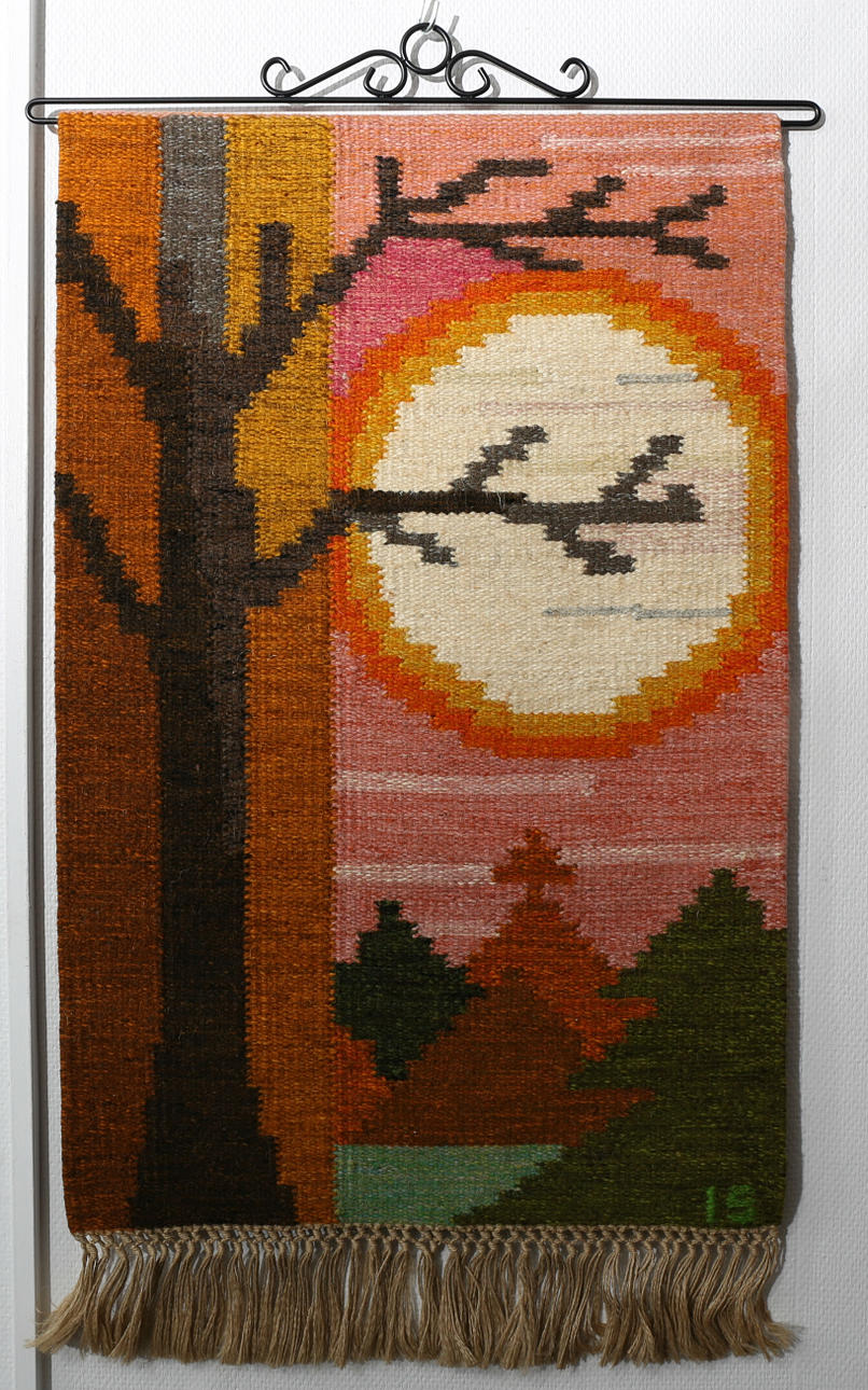 INGEGERD SILOW. Vävnad, röllakan, "Augustimåne", signerad IS.