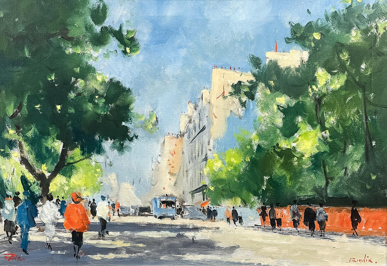 HANS BENDIX. OLIE PÅ LÆRRED, „Paris“, signeret.