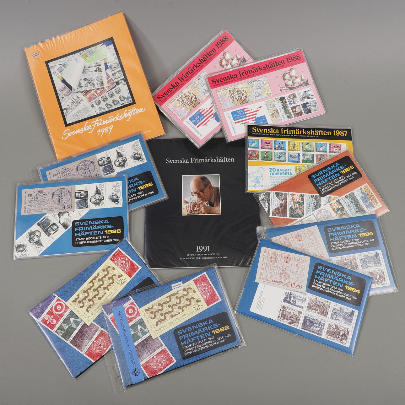 12 year sets, Swedish stamp booklets, 1982-1991.