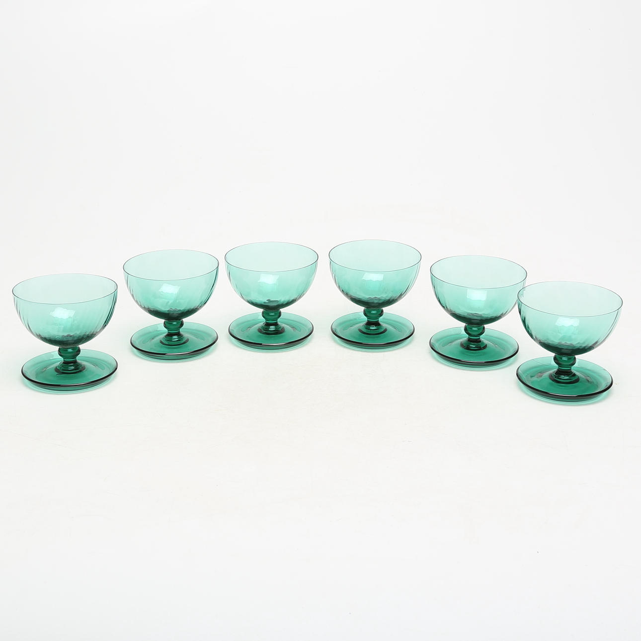 GLAS-/DESSERTSCHALEN, 6 Stück, grünes Glas.