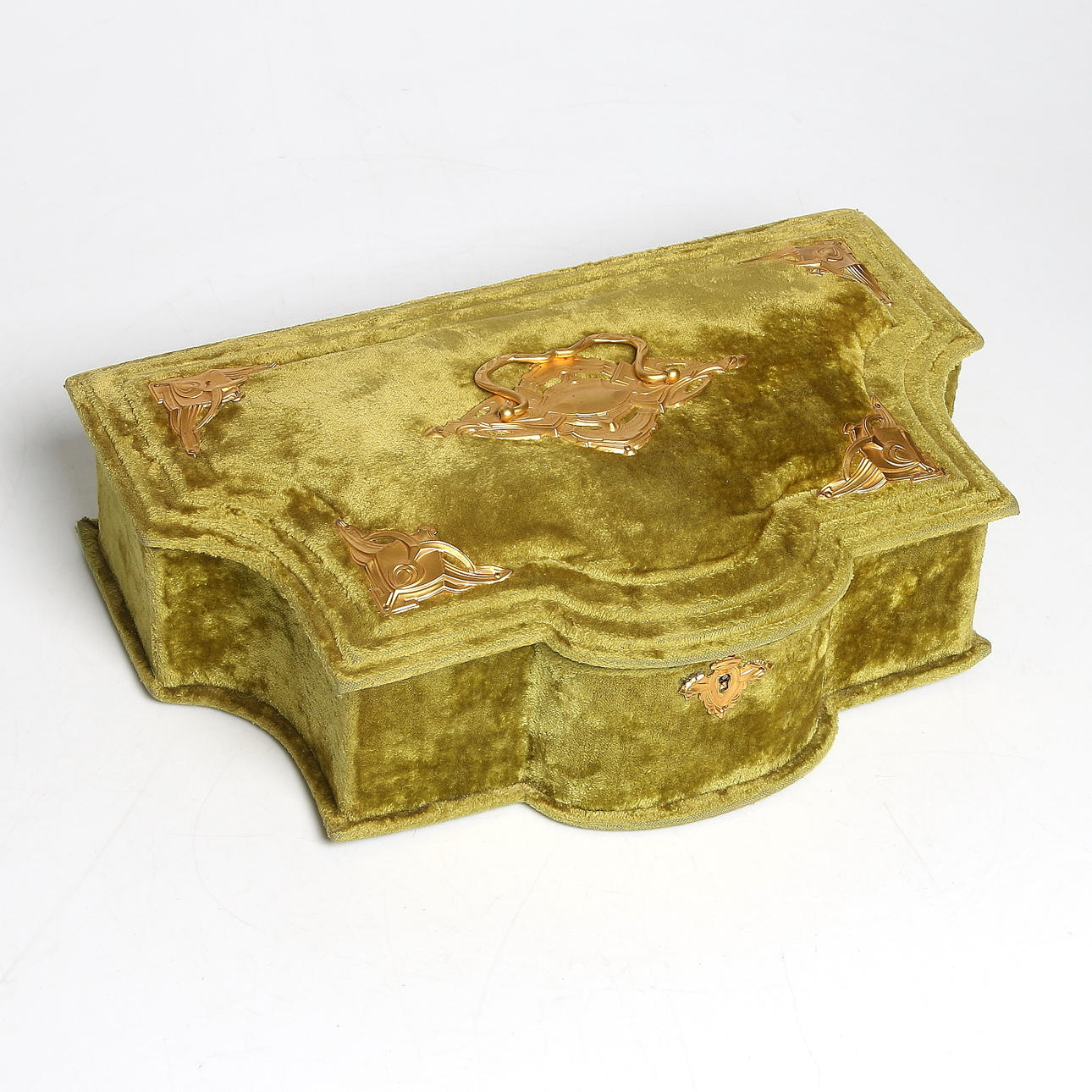 SYSKRIN, rokokostil, klädd i grön sammetsimitation, 1900-talets första hälft.