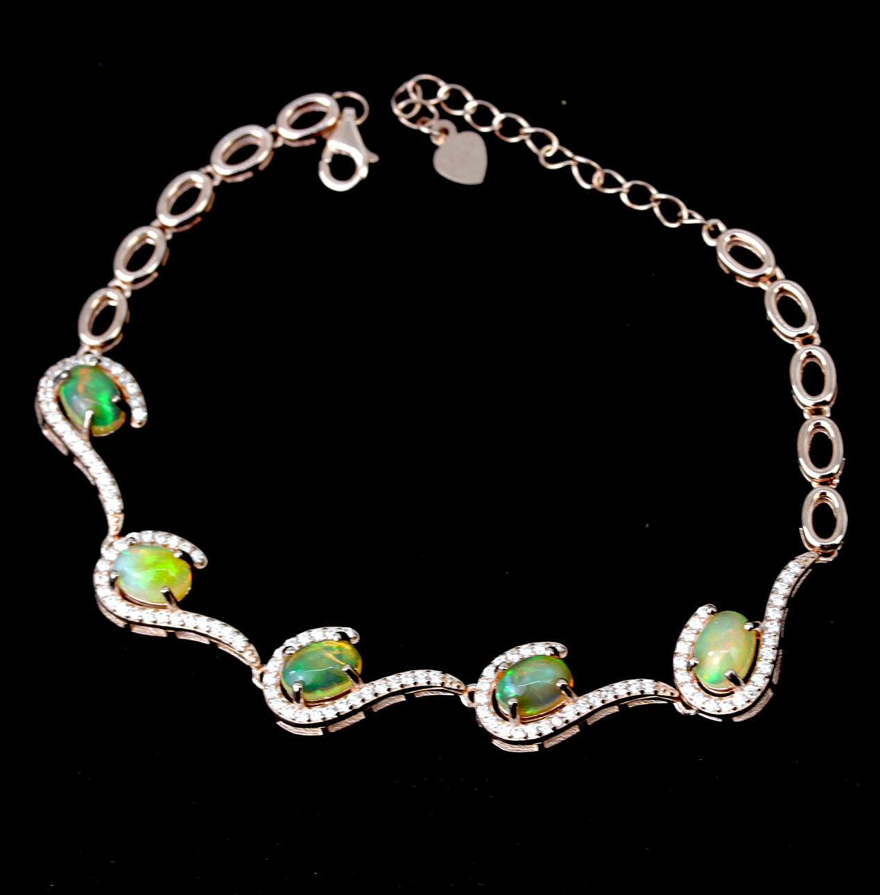 SILVERROSA FÖRGYLLT OPALSET ARMBAND.