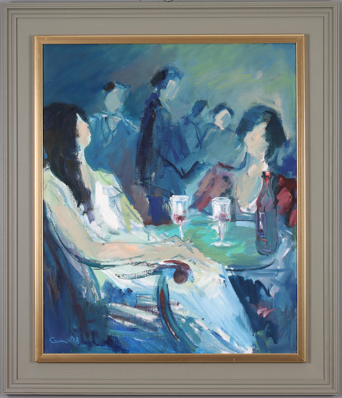 EINAR WENNBERG. “Restaurant visitors”, oil on canvas, signed and dated -98.