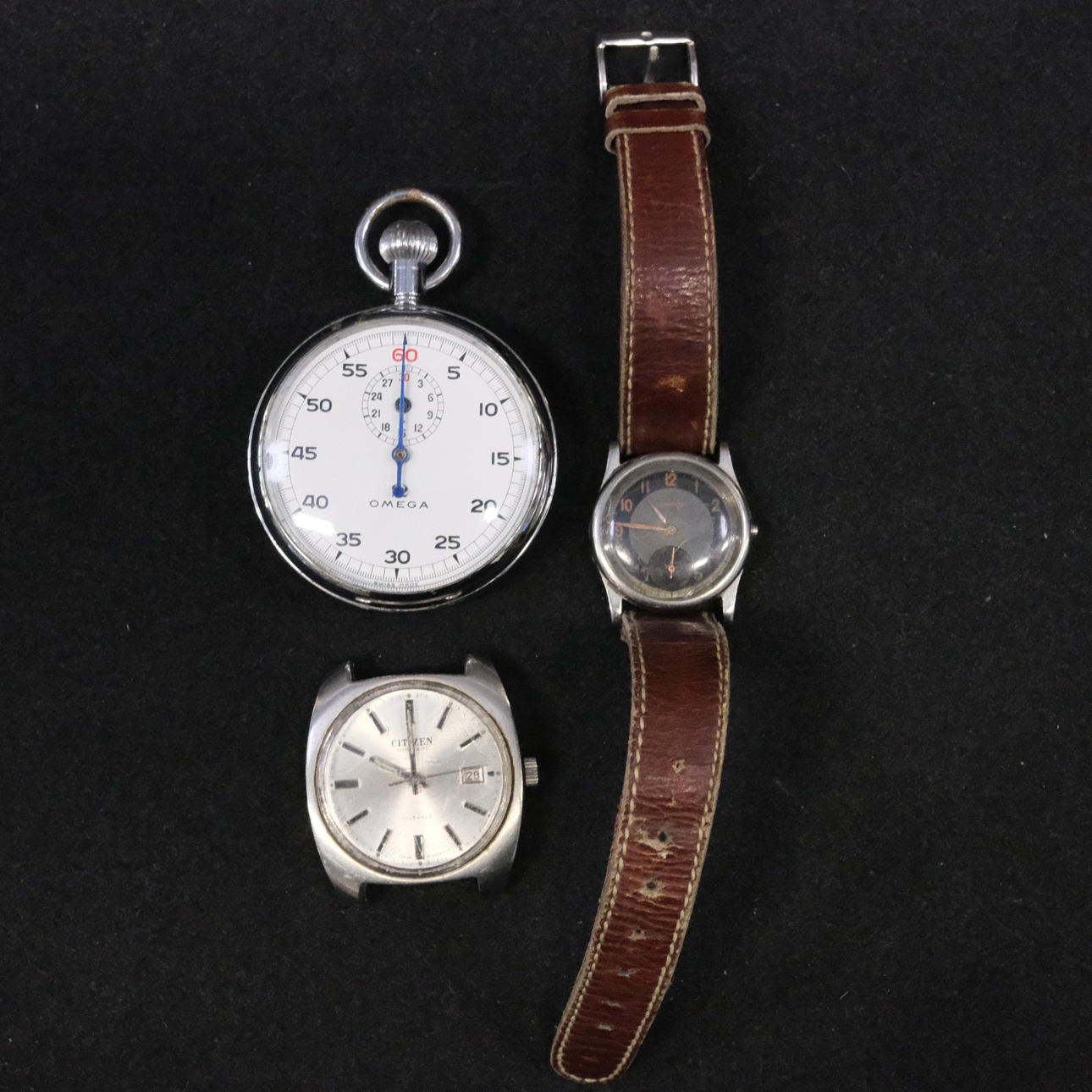 STOPUR OMEGA, HERREARMBÅNDSUR CITIZEN OG LONGINES.