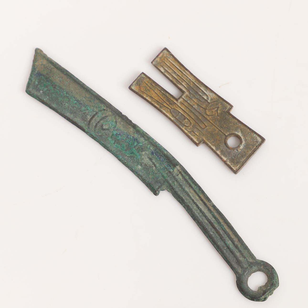 2 spade money coins, China.