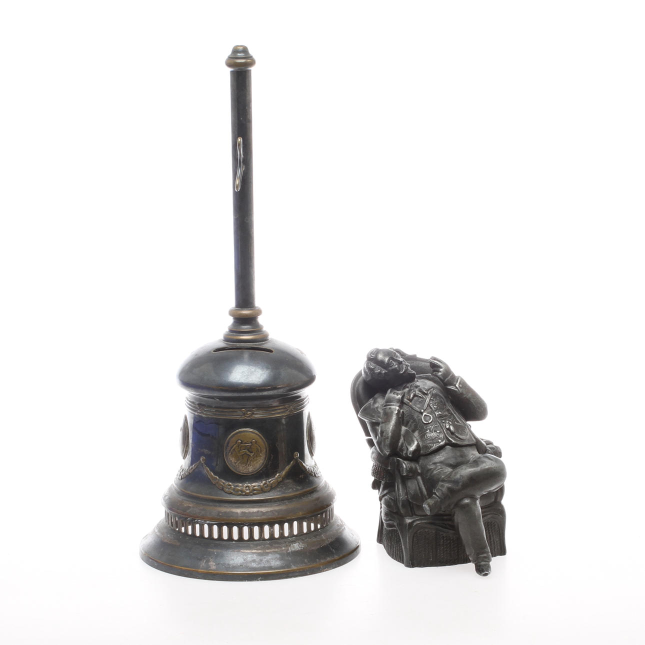 MYNTBÖSSA, BLÄCKHORN, metall, 1900-talets början.