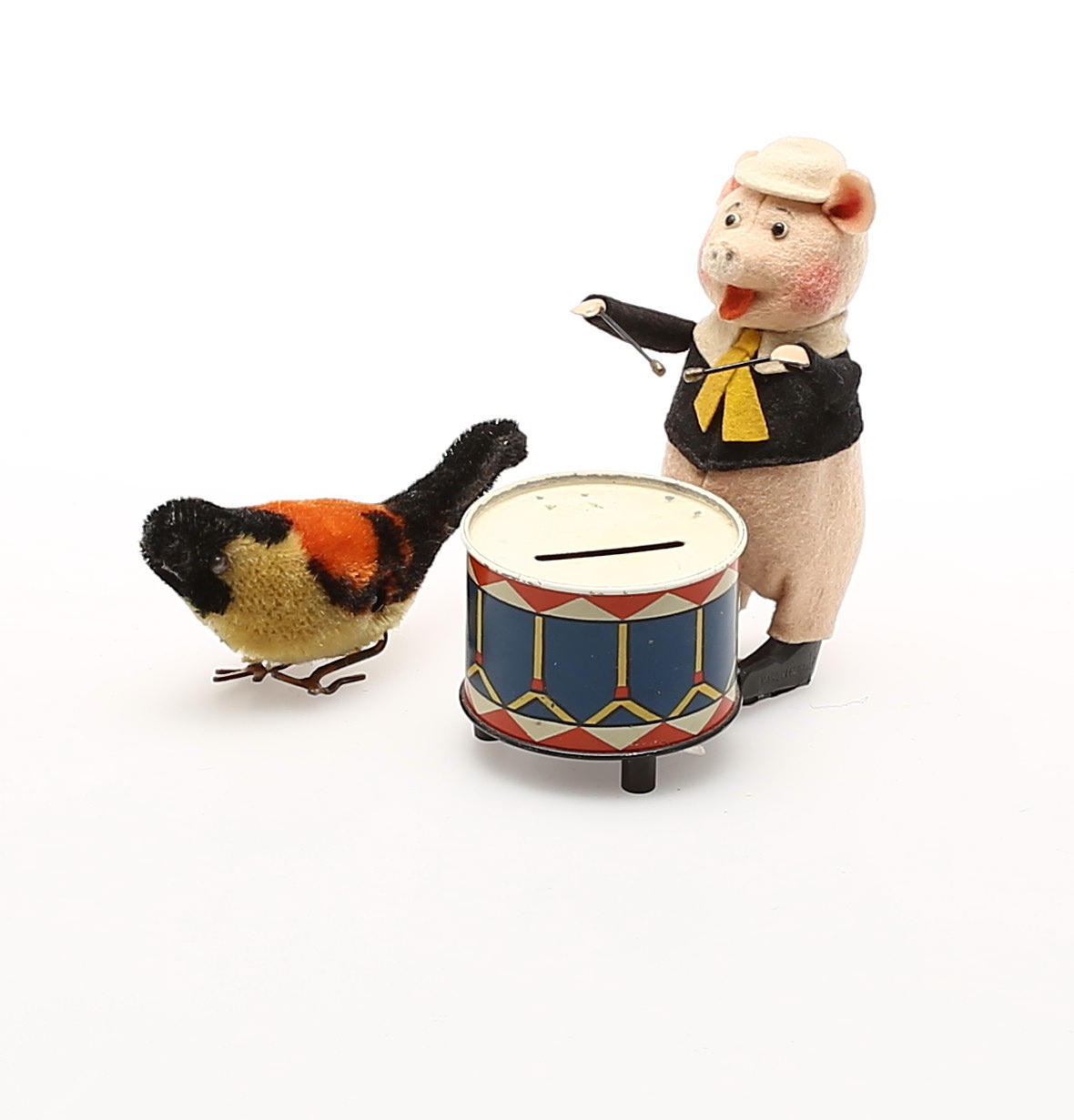 LEKSAKER. Trumspelande gris, Schuco. Fågel.