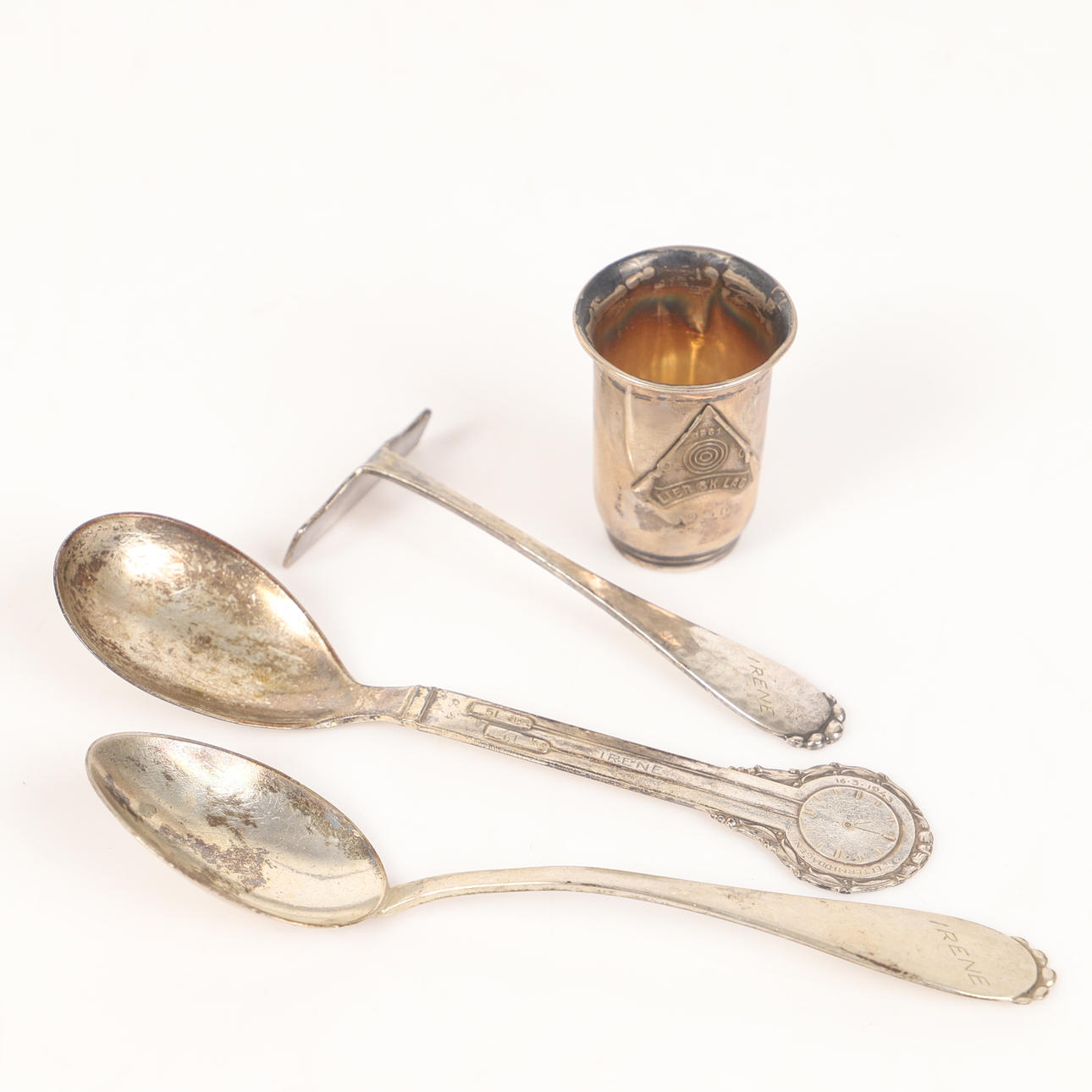 BARNBESTICK M. M., 4 delar, silver.