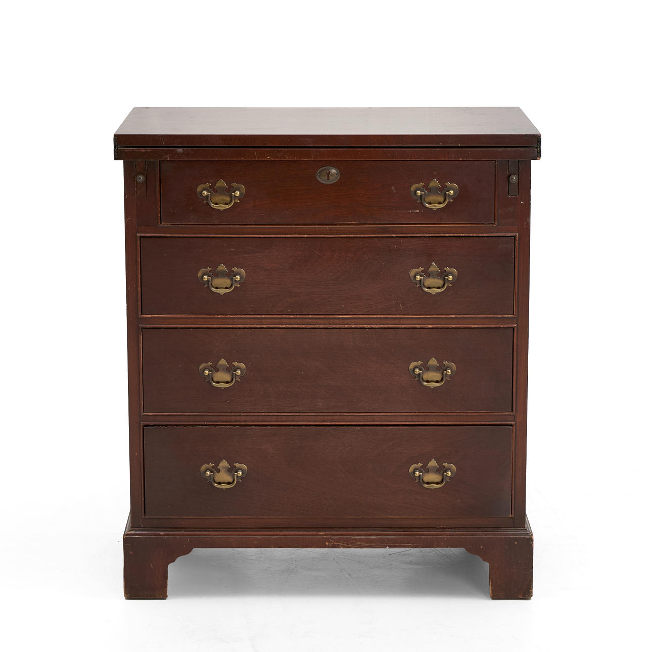 Kommode, mahogni, fireforet med udfoldelig top.