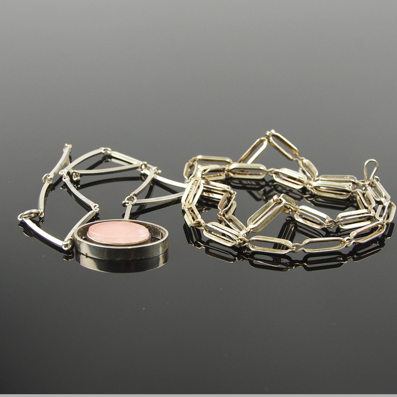 HALSBAND, 2 stycken, silver, bl. a. N. E. From, Danmark.