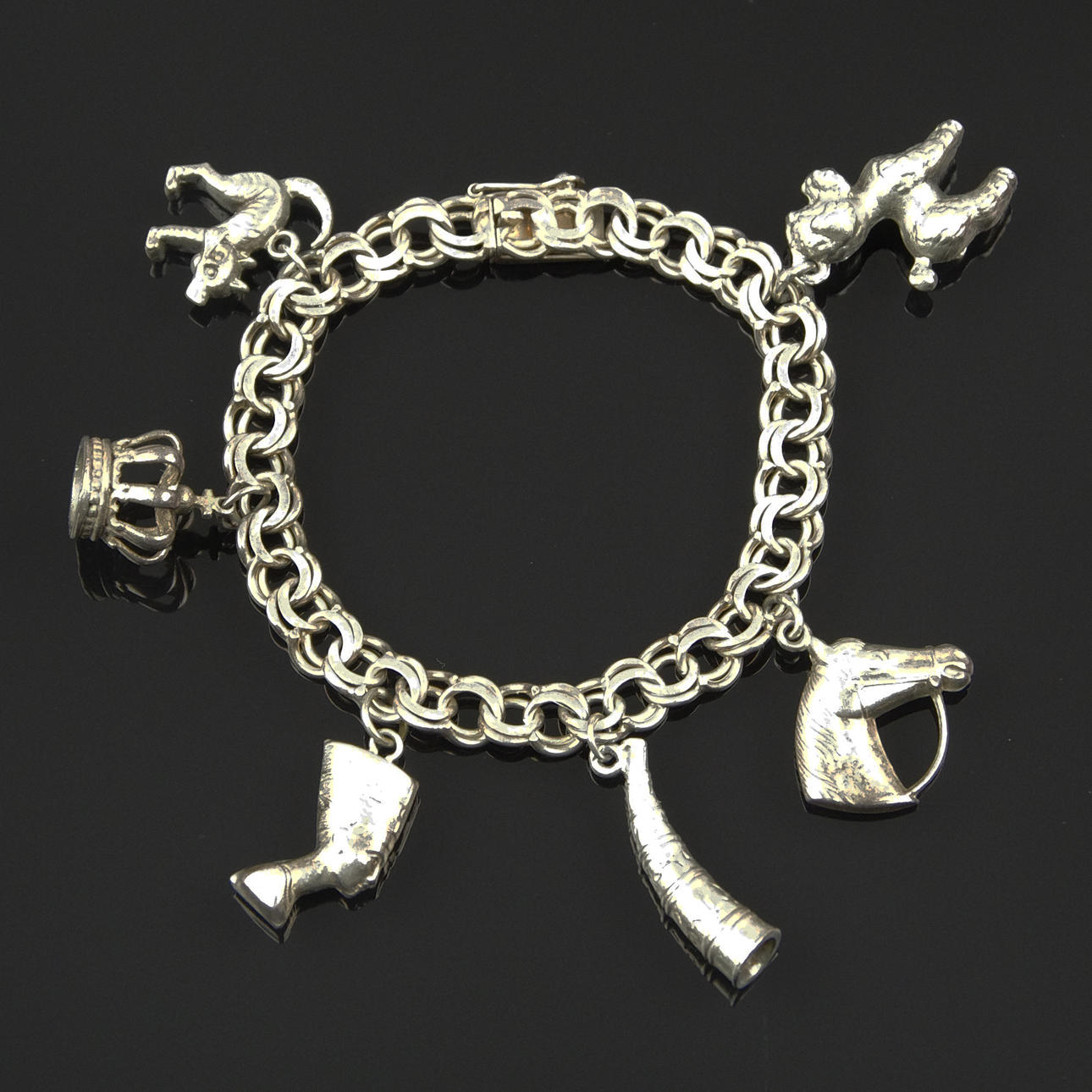 ARMBAND MED BERLOCKER, bismarcklänk, silver.