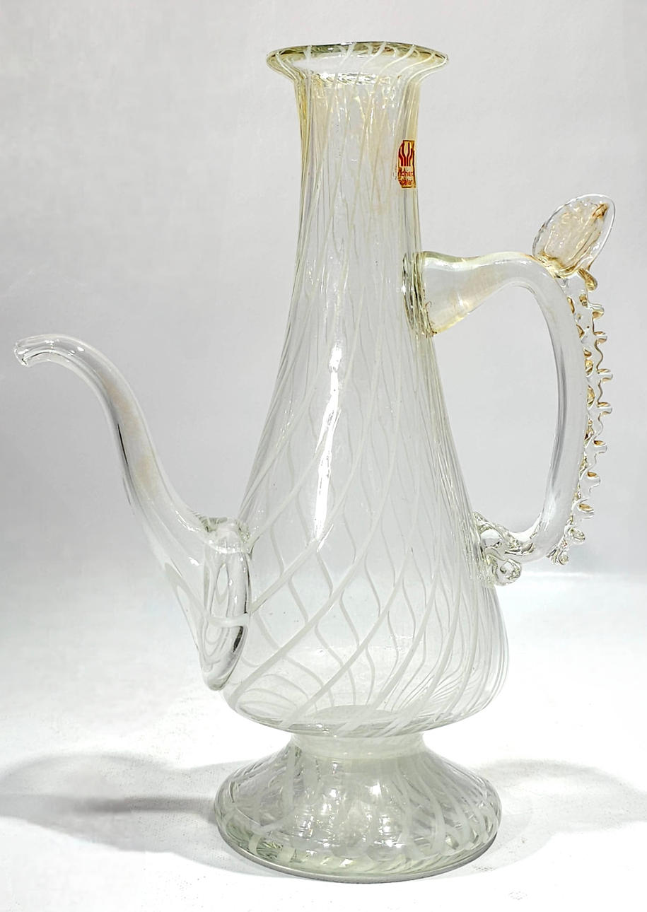 Old Catalan blown glass oil pot.