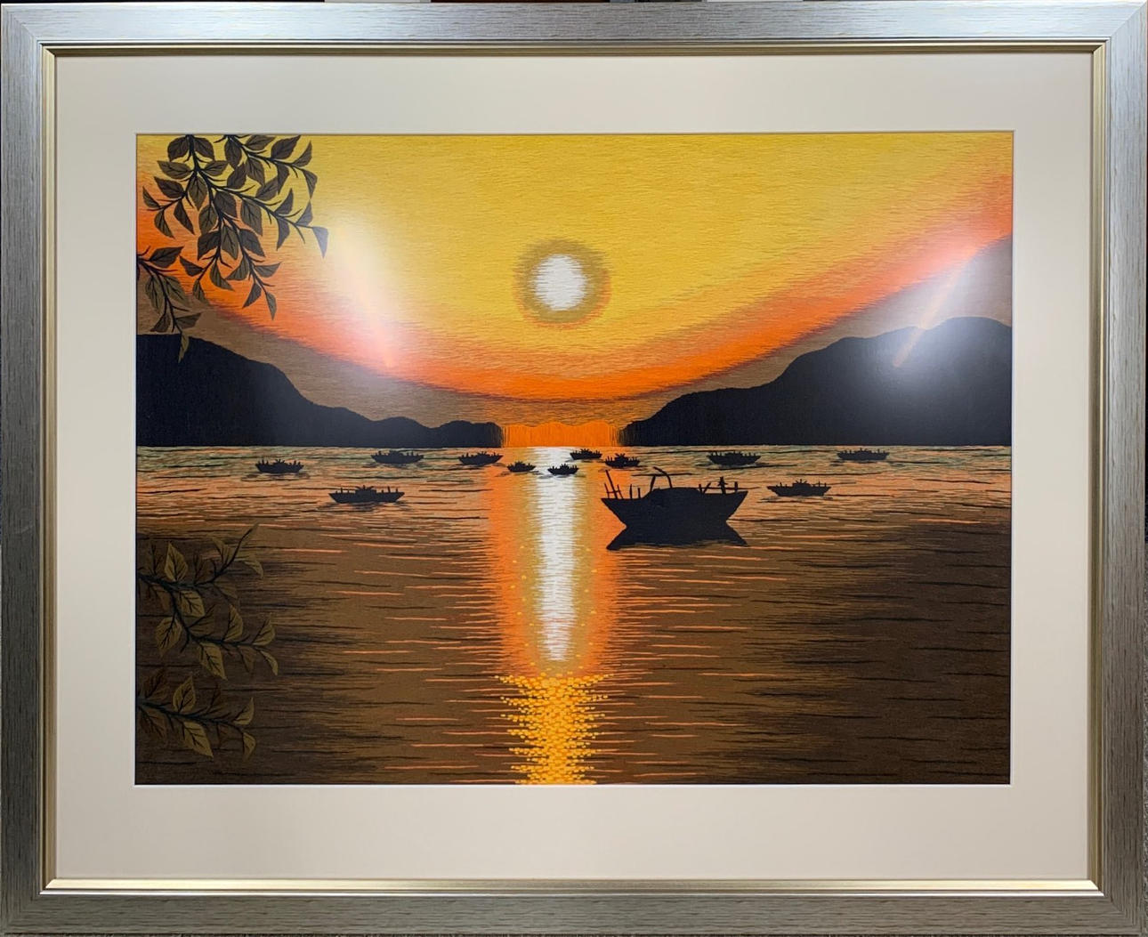 GILT FRAMED VIETNAMESE EMBROIDERY.