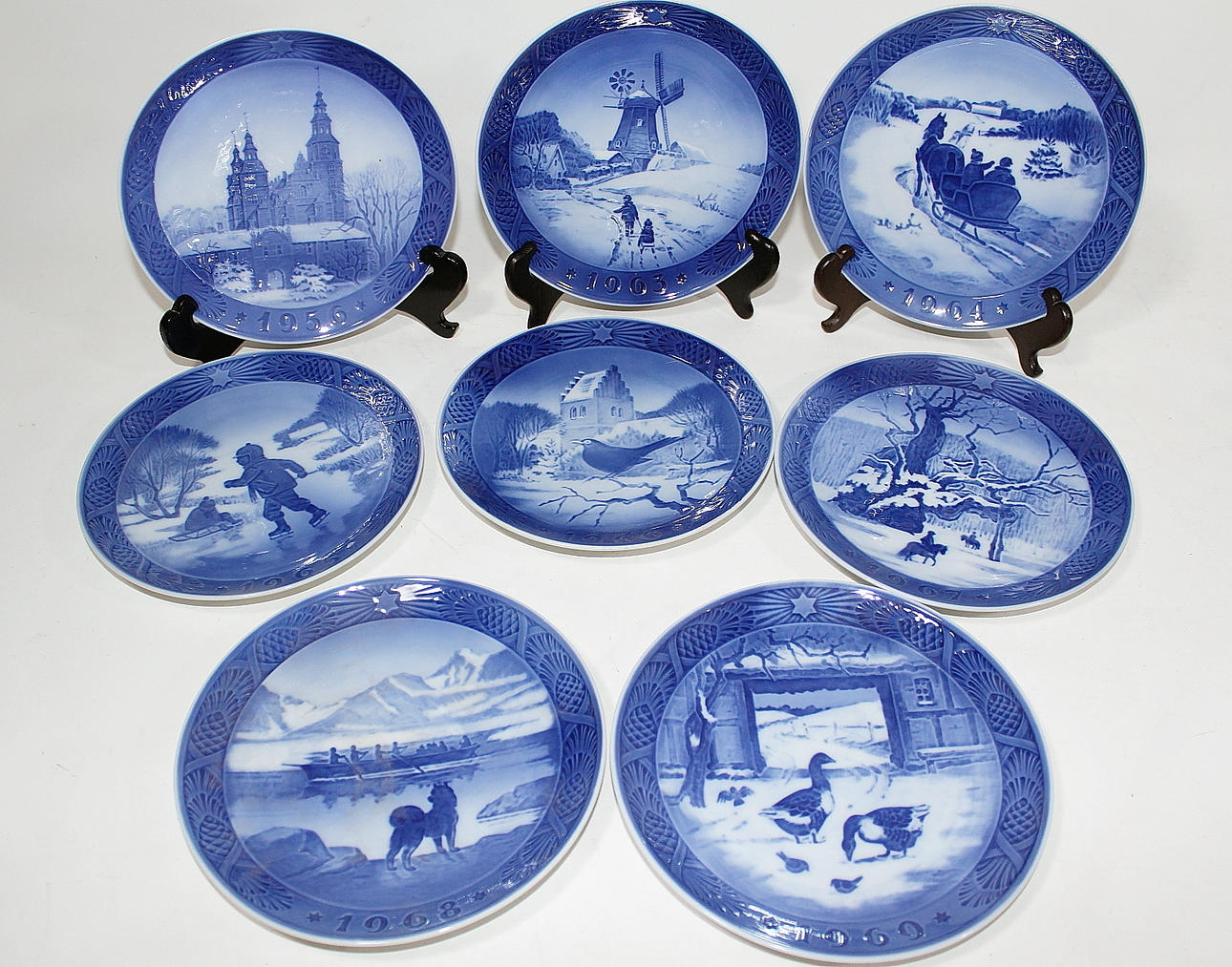 SAMLARTALLRIKAR, 8 st, porslin, 1956, 1963 - 69, design Kai Lange Royal Copenhagen.