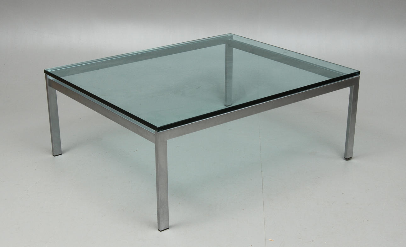 SOFFBORD, stål samt glas, "Ice cap" Design Jens Juul Eilersen.