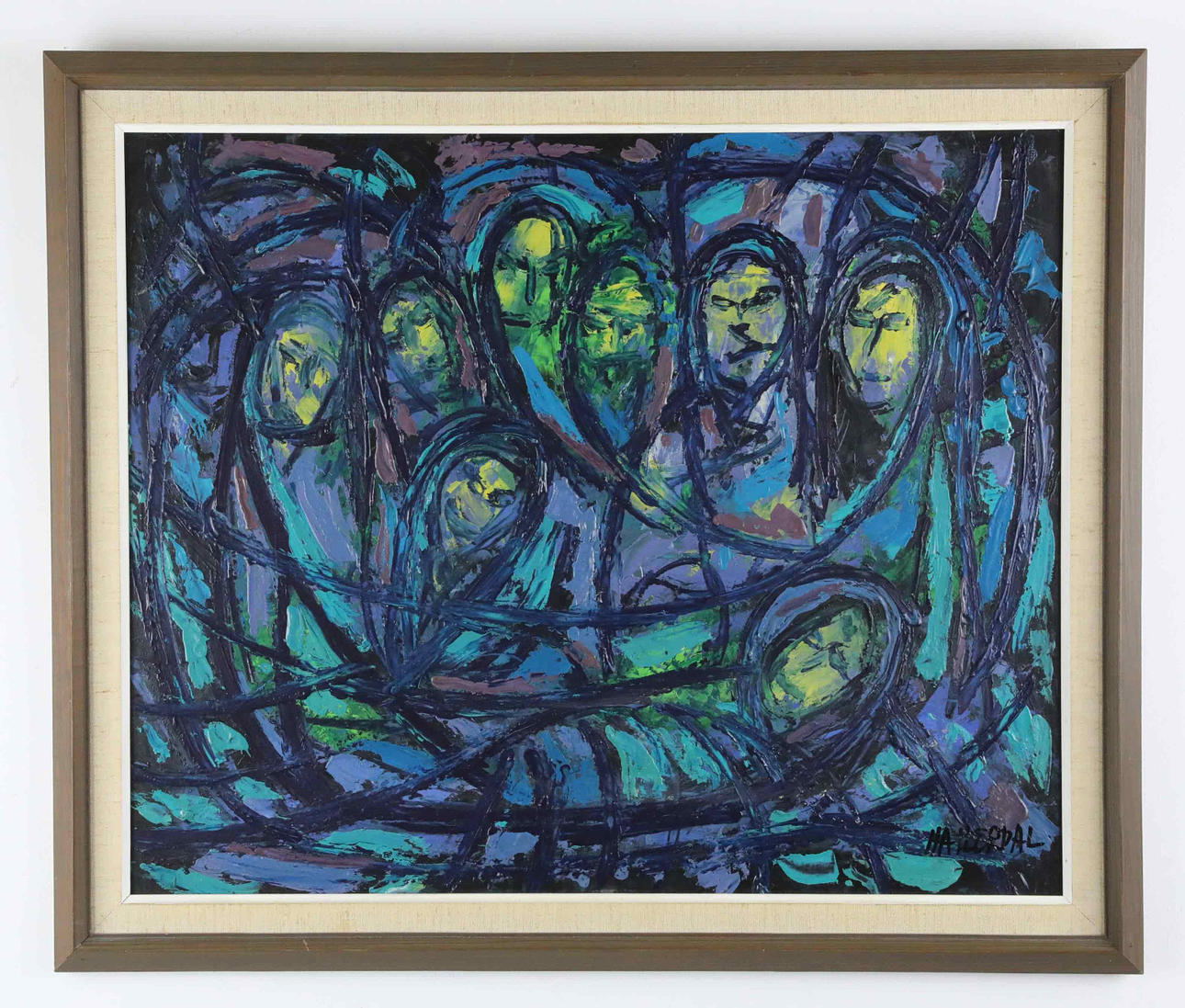 GUNNAR HALLERDAL. oil on panel, Figure scene, signed.