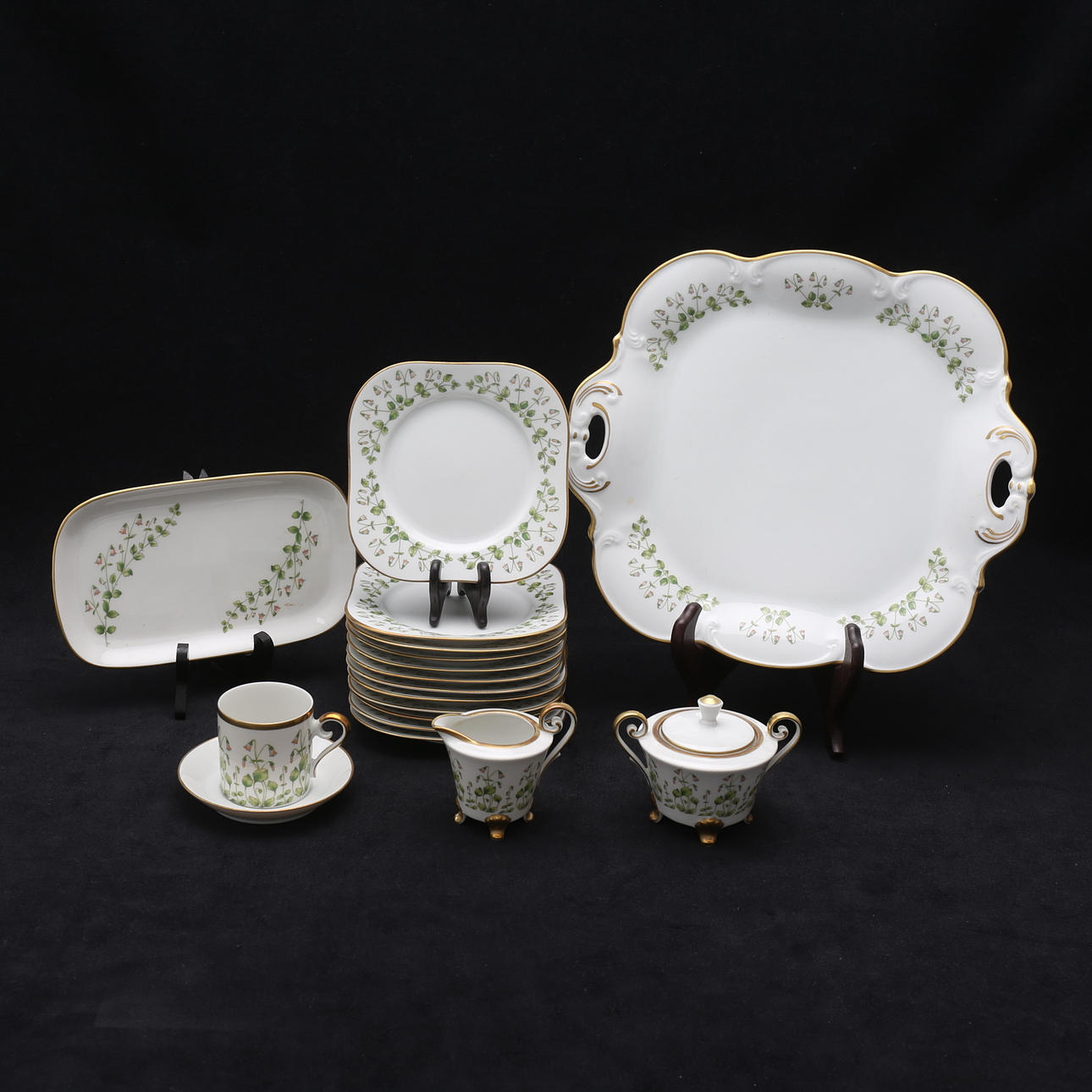 KAFFESERVIS, 41 delar, porslin, "Linneaea Borealis", Hackefors.