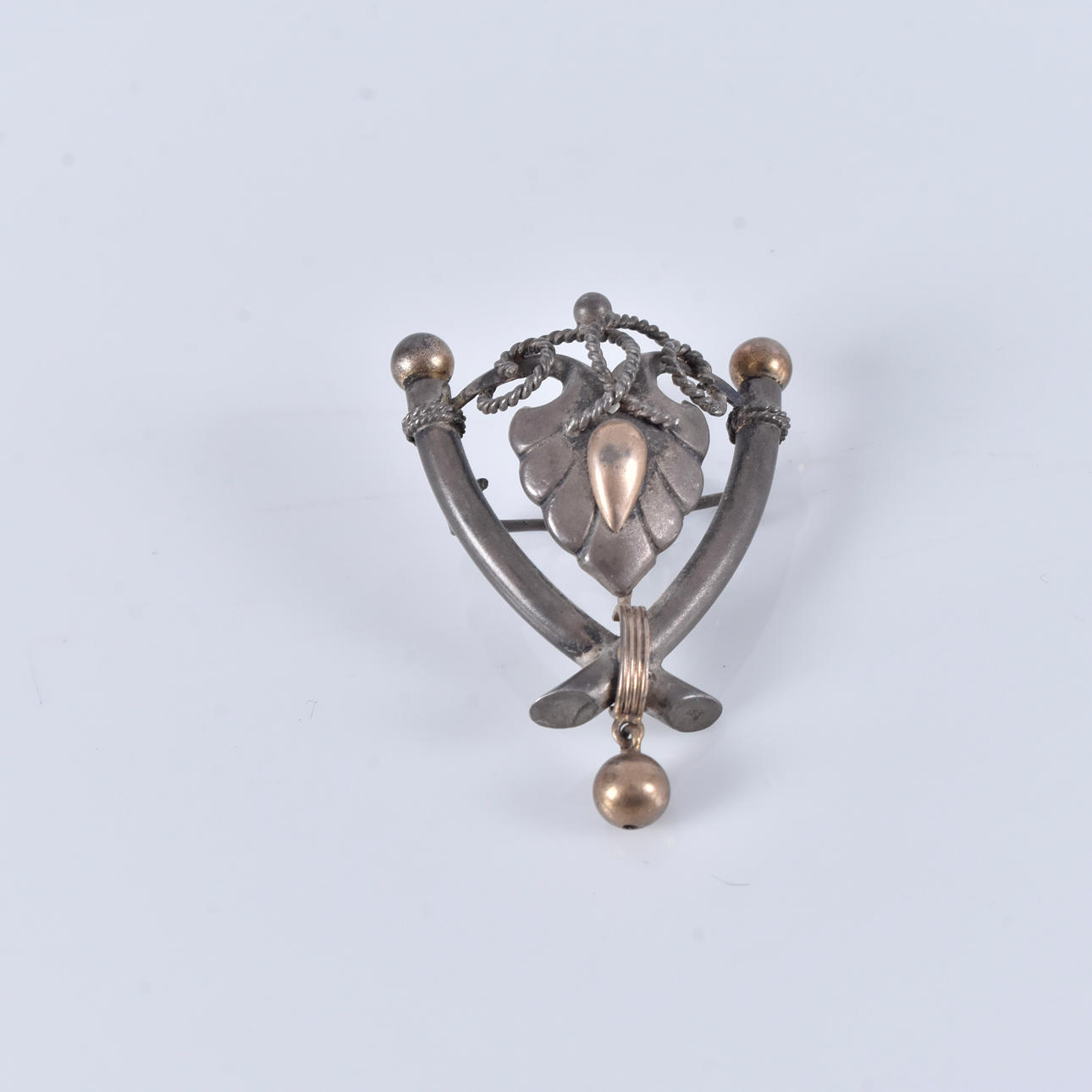 OLDER BROOCH, silver, partly gilt.
