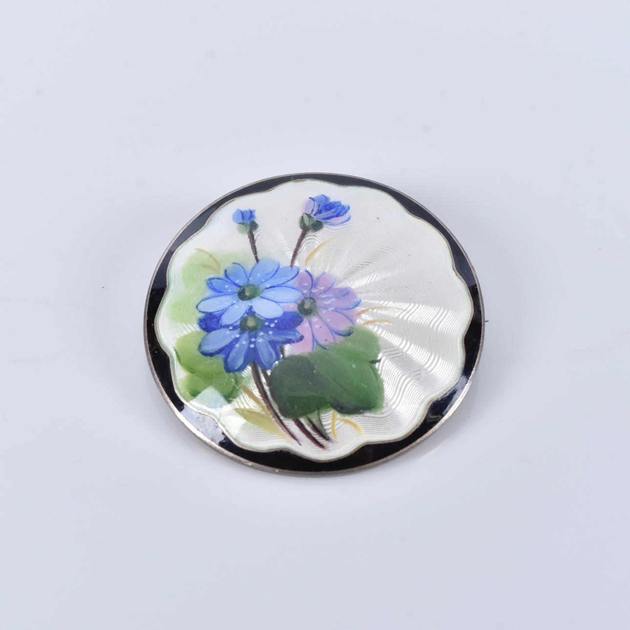 EMAILLE-BROSCHE, Sterlingsilber.