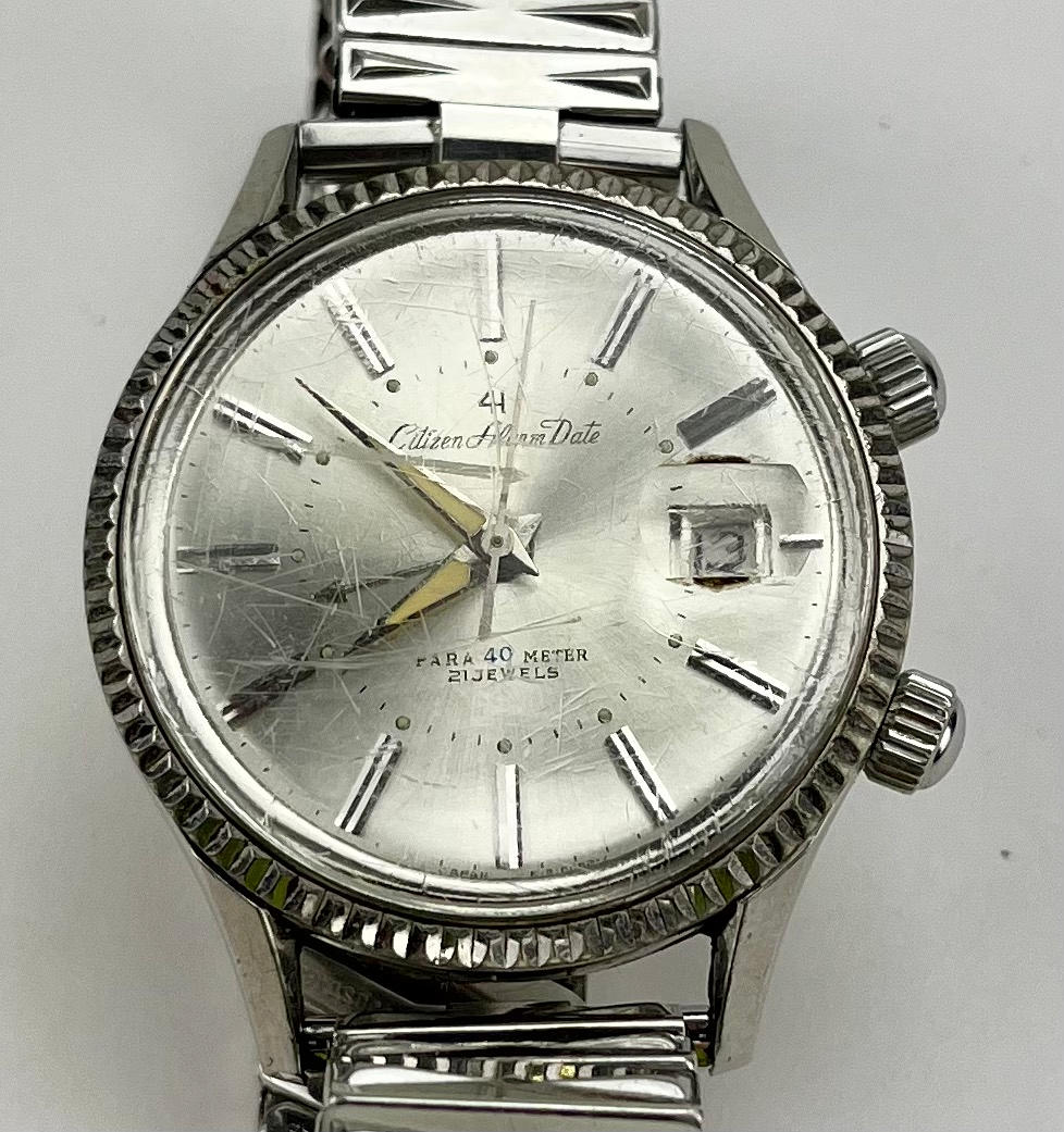 CITIZEN. Wristwatch, Alarm Date, 63-7033.