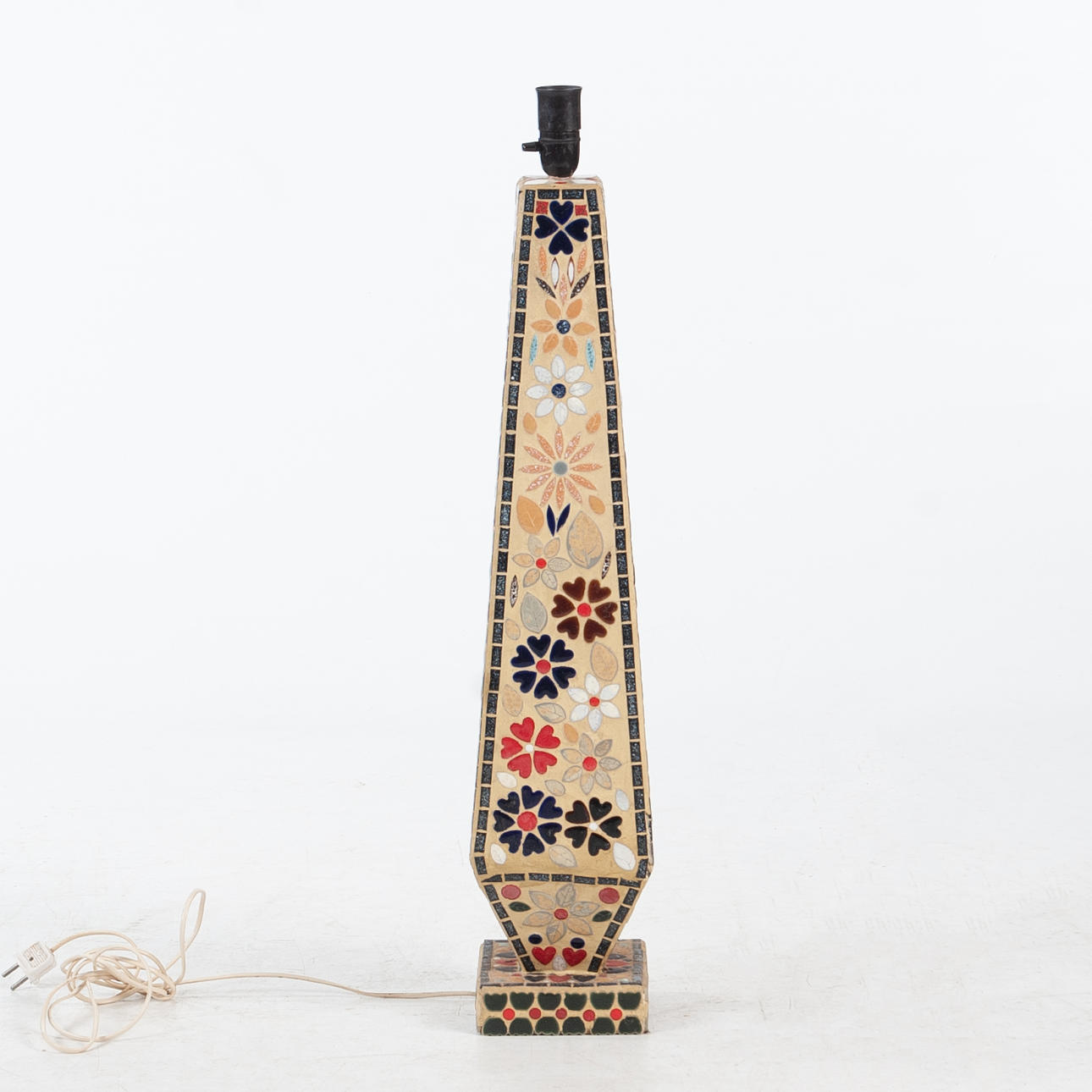 FLOOR LAMP, mosaic-clad, 50-60's.