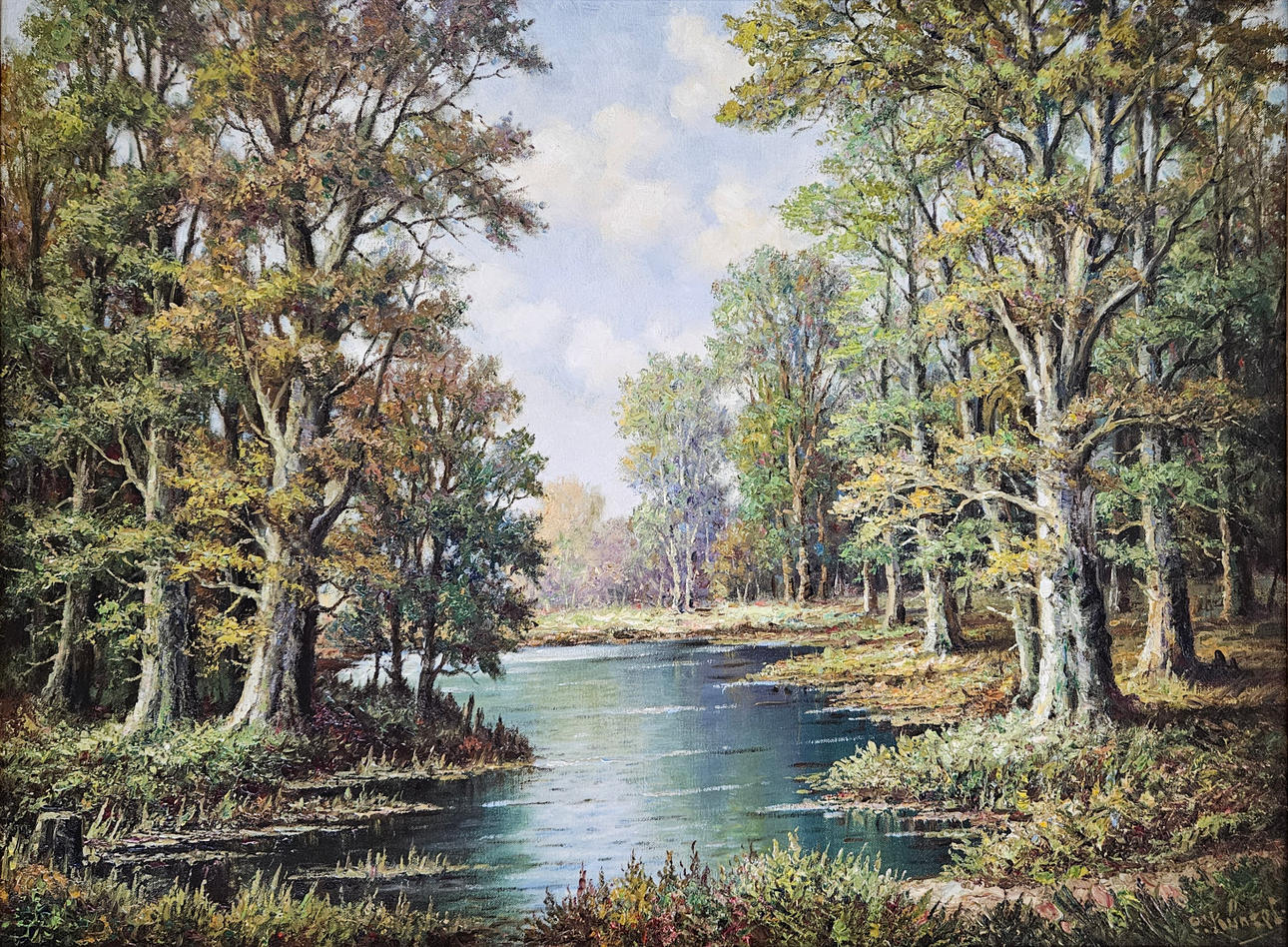 E. KÜNZEL. Landschaft. Öl auf Leinwand, signiert.