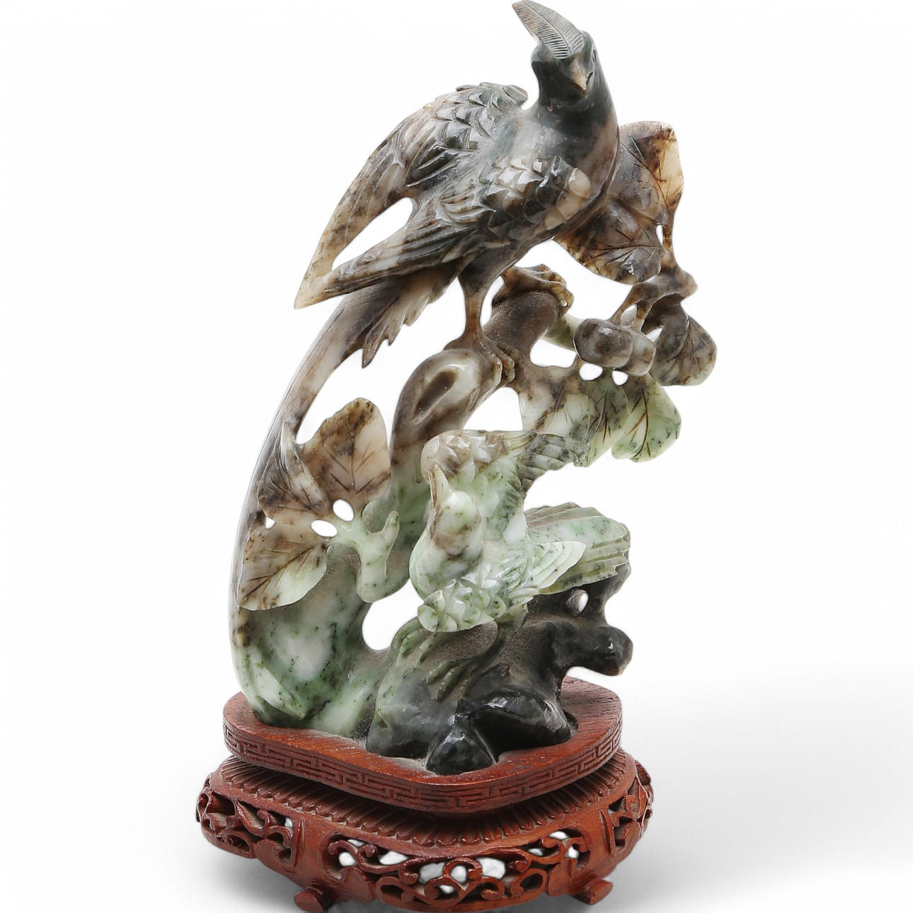Jadeite Bird on Branches Sculpture