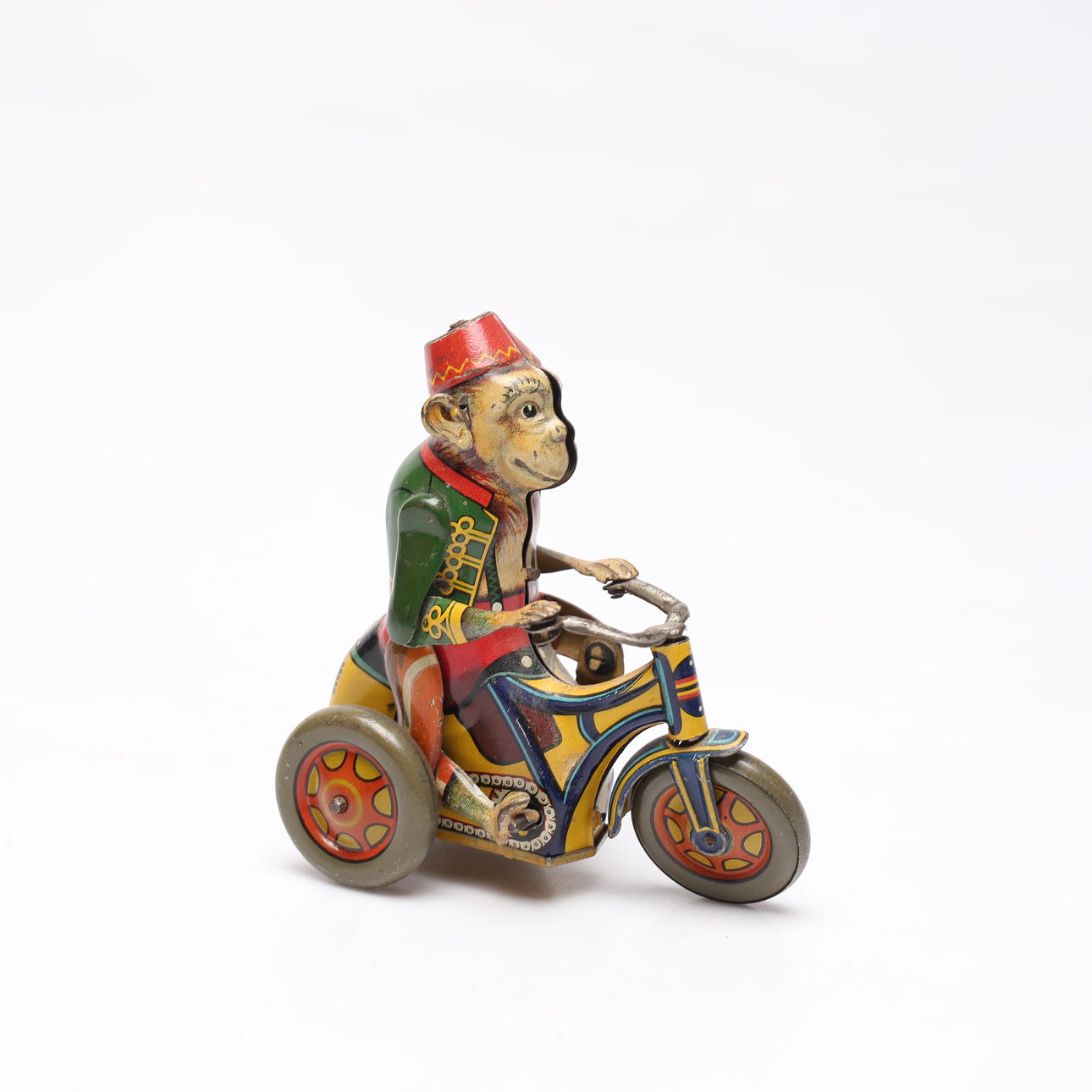 Three-wheeled MOTORCYCLE with Monkey, clockwork, Germany unknown manufacturer.