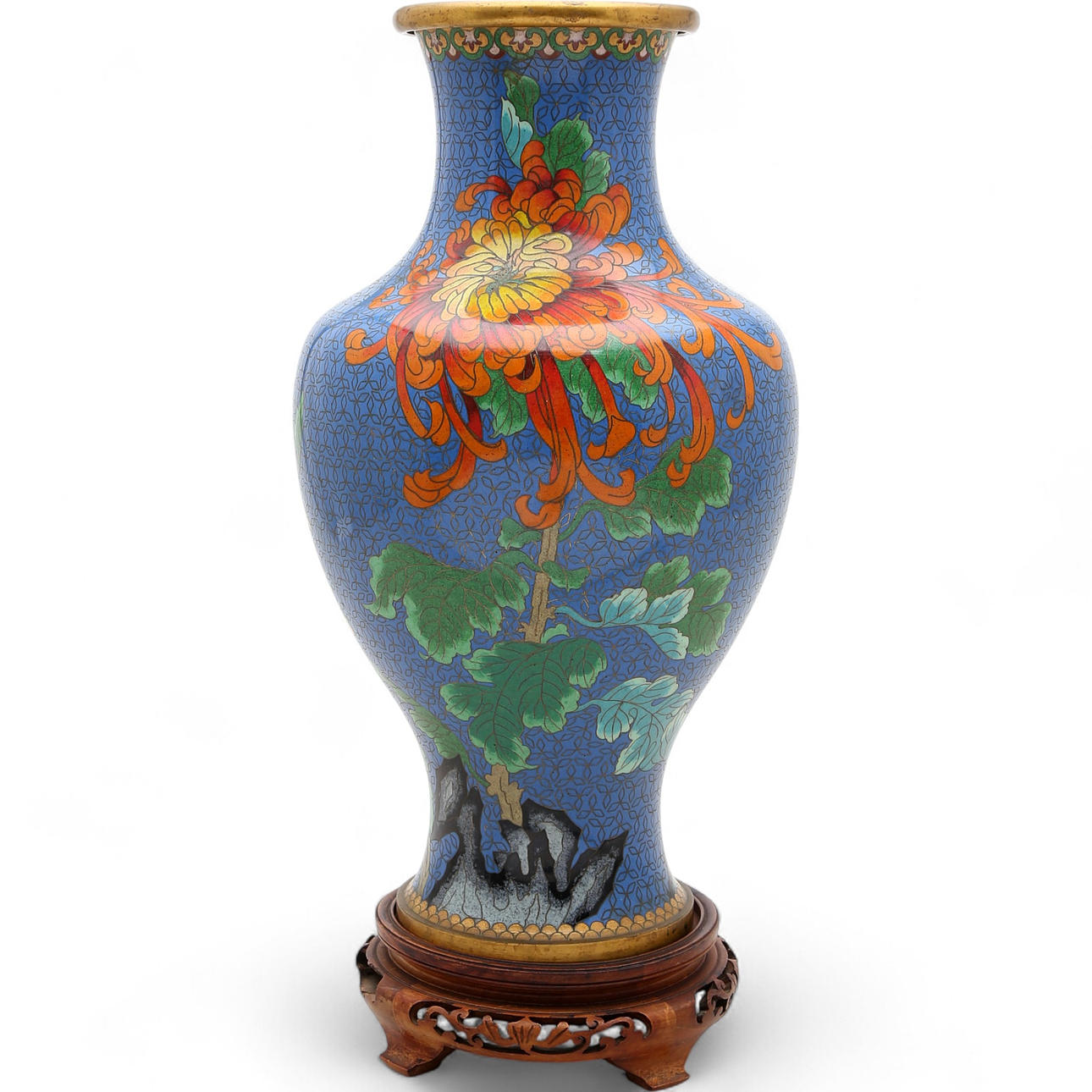 Chinese Cloisonné Enamelled Brass Vase