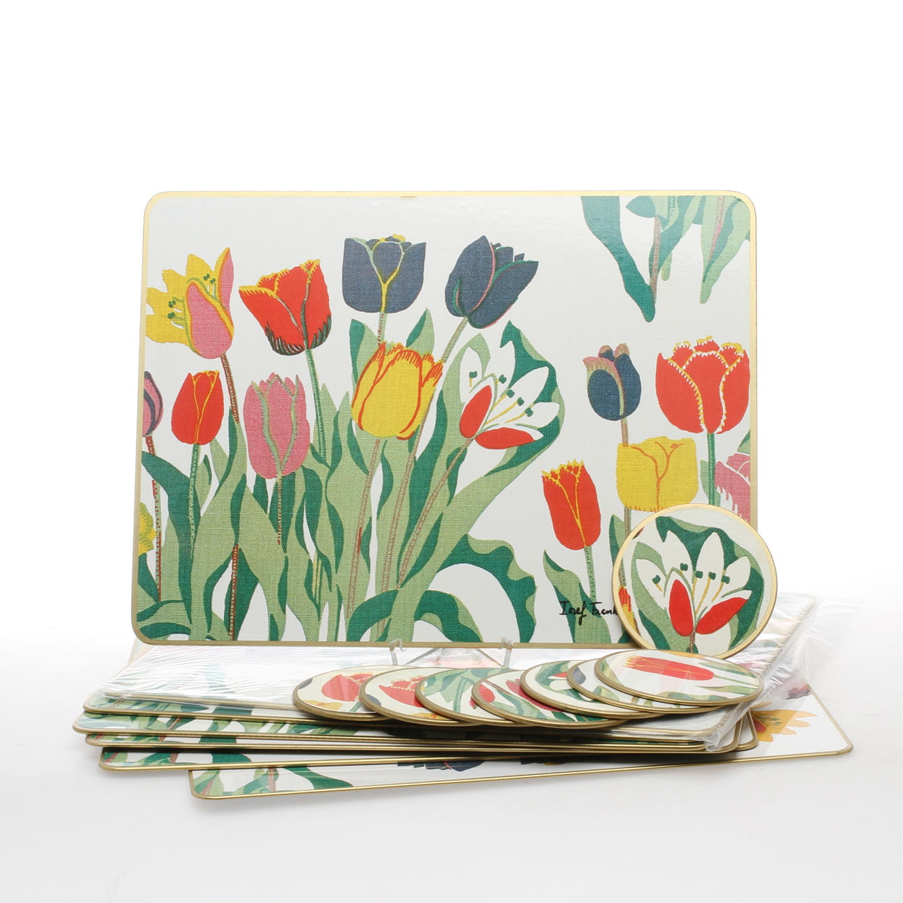 UNDERLÄGG 8 st, COASTERS 8 st, Tulpaner, Josef Frank, Firma Svenskt tenn.