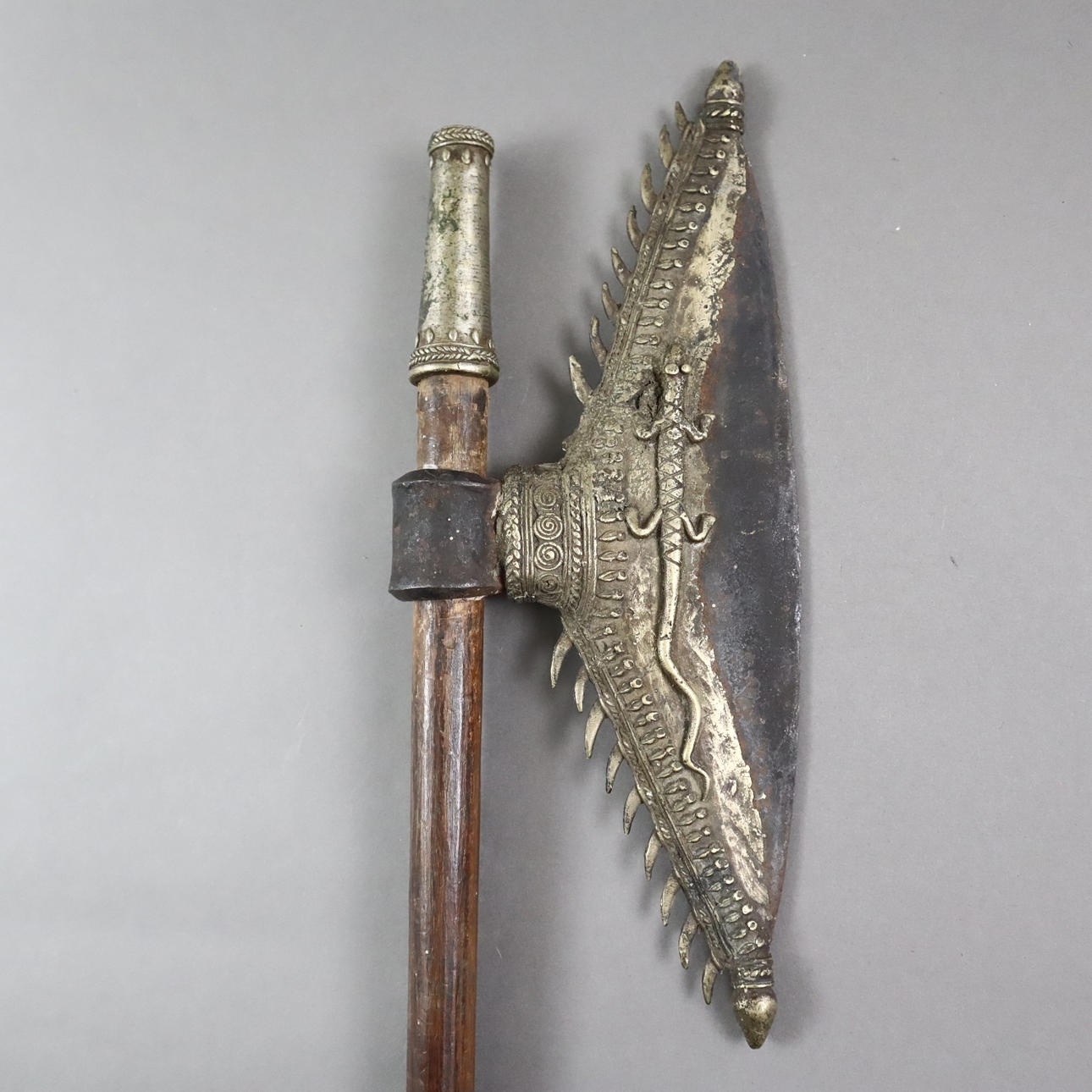 - LONG-HANDLED BATTLE AXE IN THE STYLE OF BULLOVA AXES - INDIA.