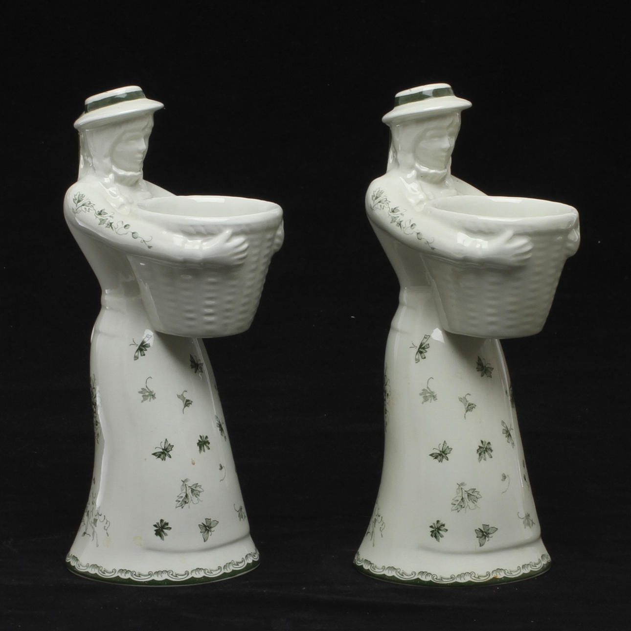 BORDSDEKORATIONER 2 st, "Gröna Anna-flicka" för värmeljus, Rörstrand.