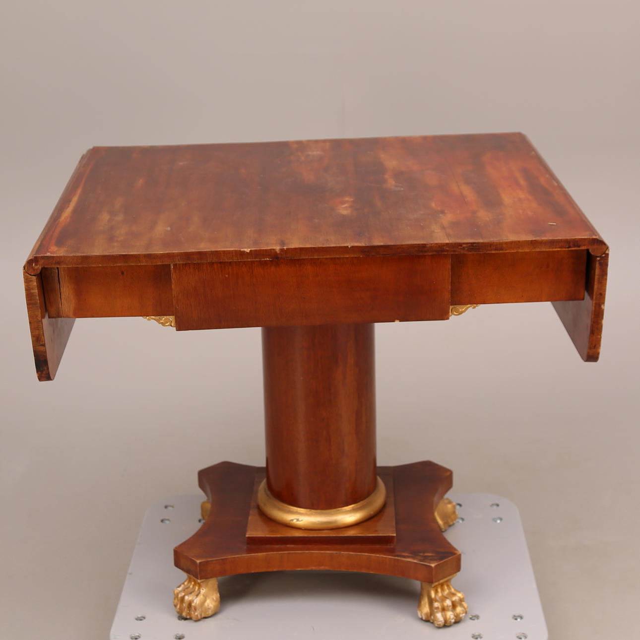 PELARBORD / KLAFFBORD med låda, mahogny, 18-/1900-tal.