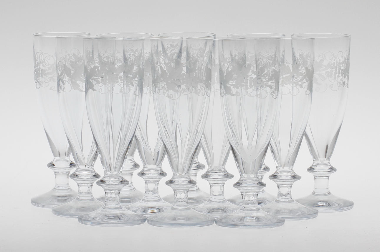 CHAMPAGNESTRUTAR,12 st, glas, 1900-tal.