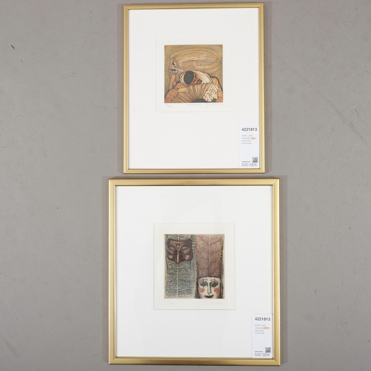 IRENE JARZ. Litografier, 2 st, signerade, numrerade.