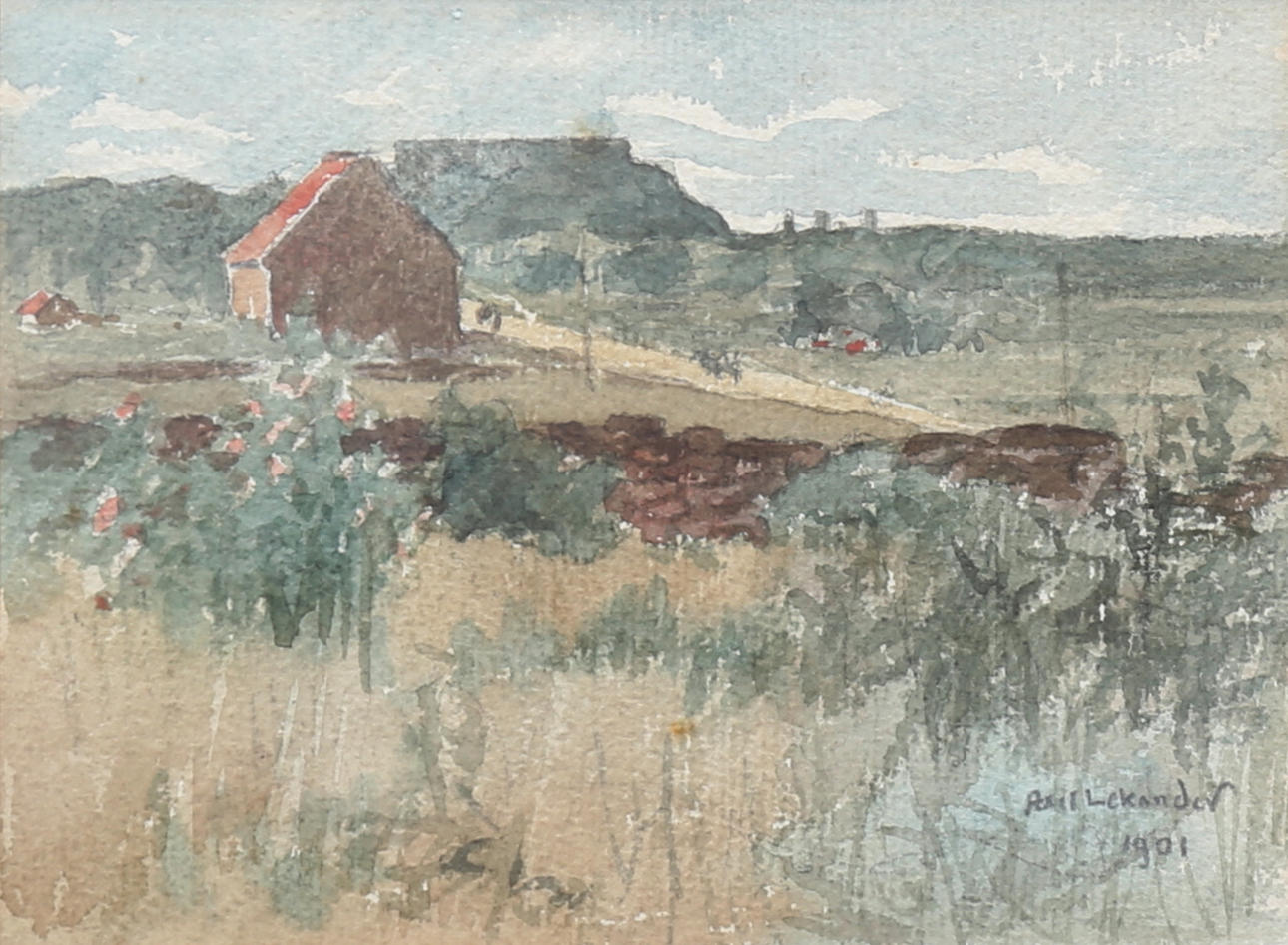 AXEL LEKANDER. Watercolour, landscape, signed, dated 1901.