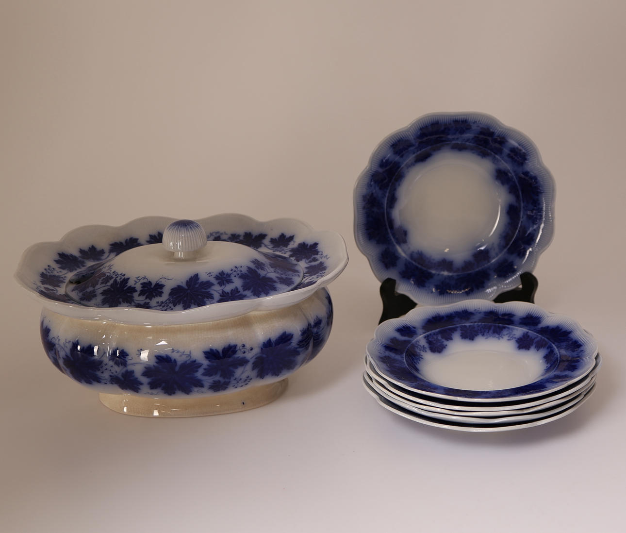 MATSERVIS, 7 delar, porslin, Vinranka - Gefle - Arthus Percy, 1900-tal.