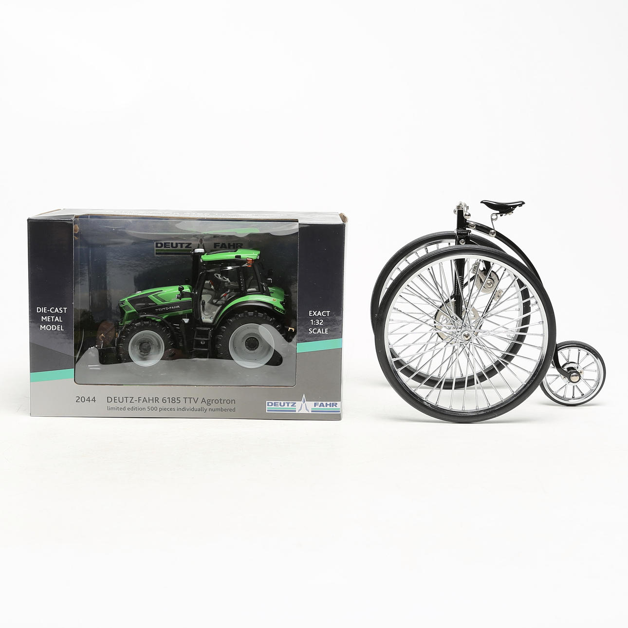 TOY TRACTOR AND BICYCLE.