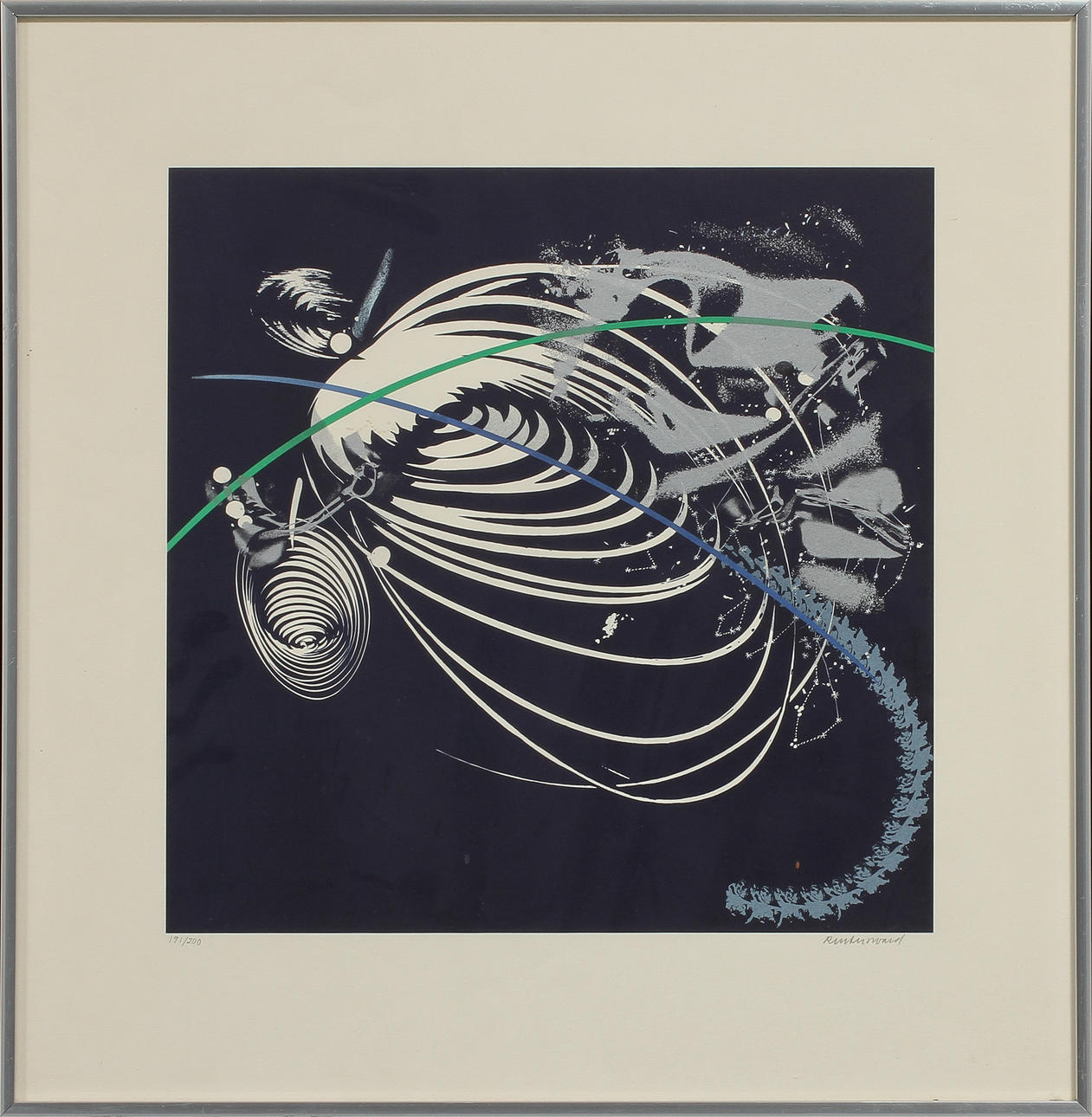 CARL FREDRIK REUTERSWÄRD. Komposition, färglitografi, sign o numr 191/200.