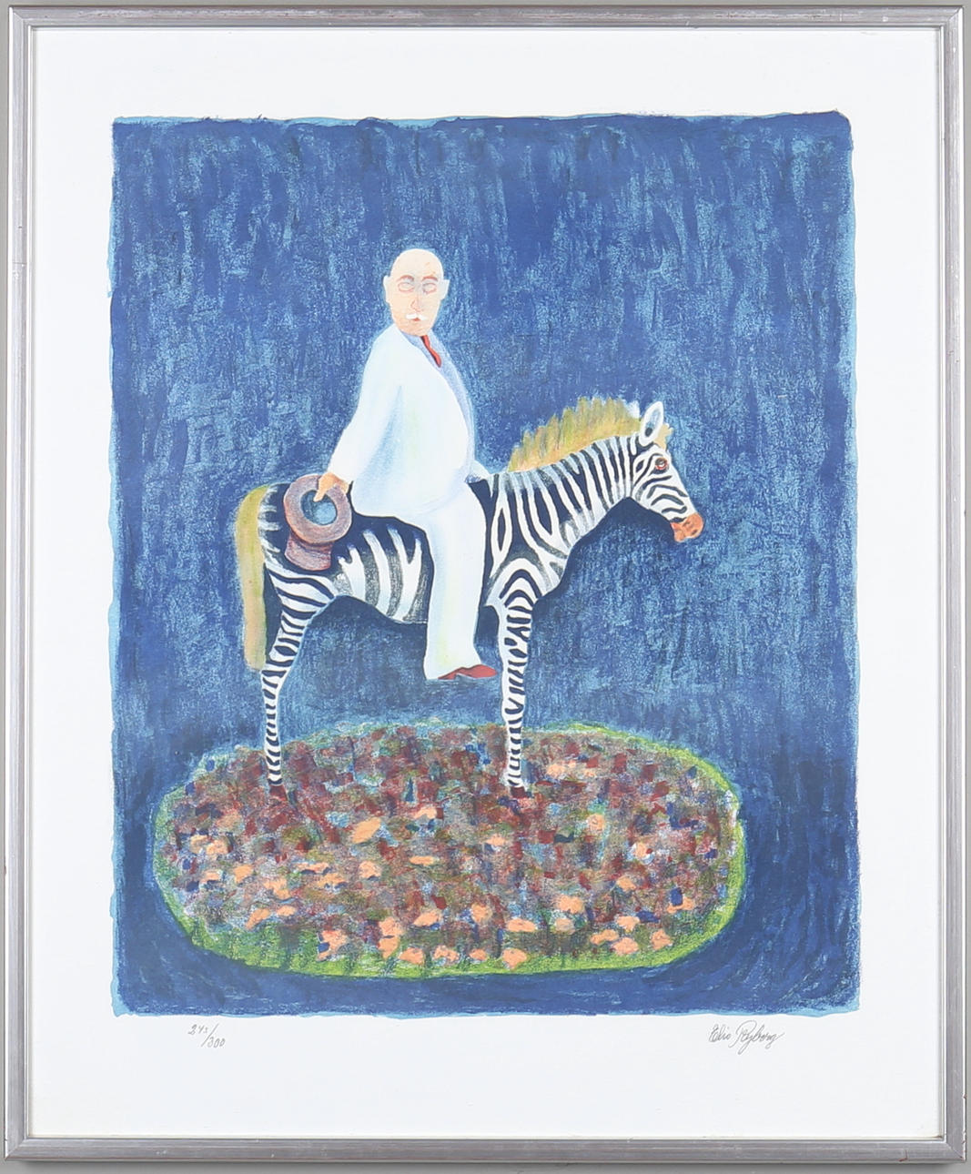 ELIS RYDBERG. "Zebraryttaren", färglitografi, signerad samt numrerad.