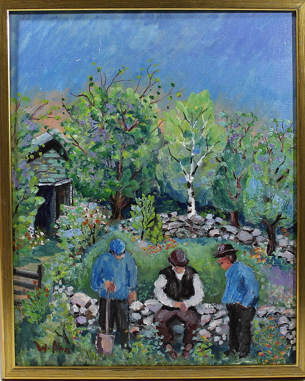 WALBORG NORRMAN. olja på duk, " vila och Pratstund " signerad.