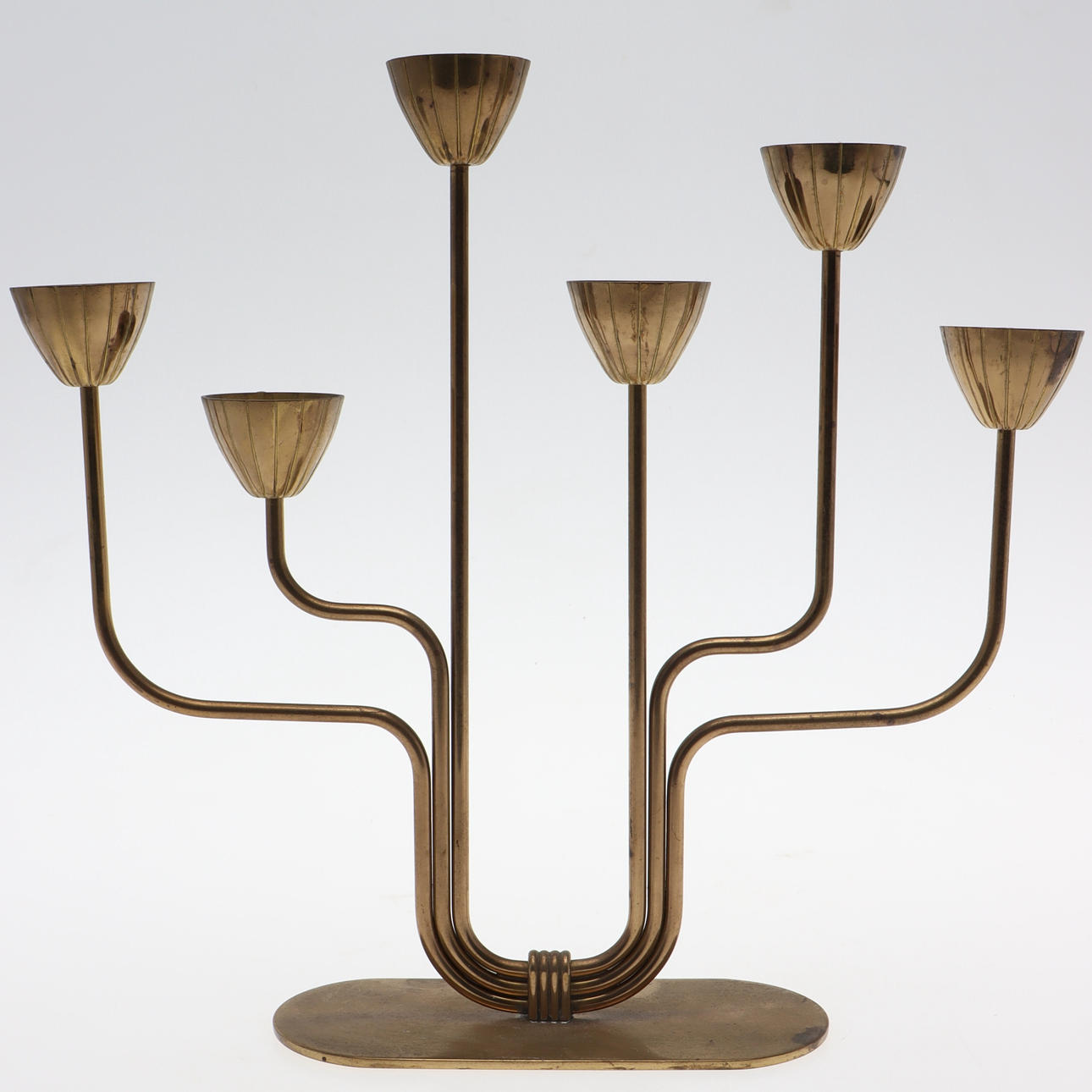 GUNNAR ANDER. LYSESTAGE, messing, Ystad Metall, 20. årh.