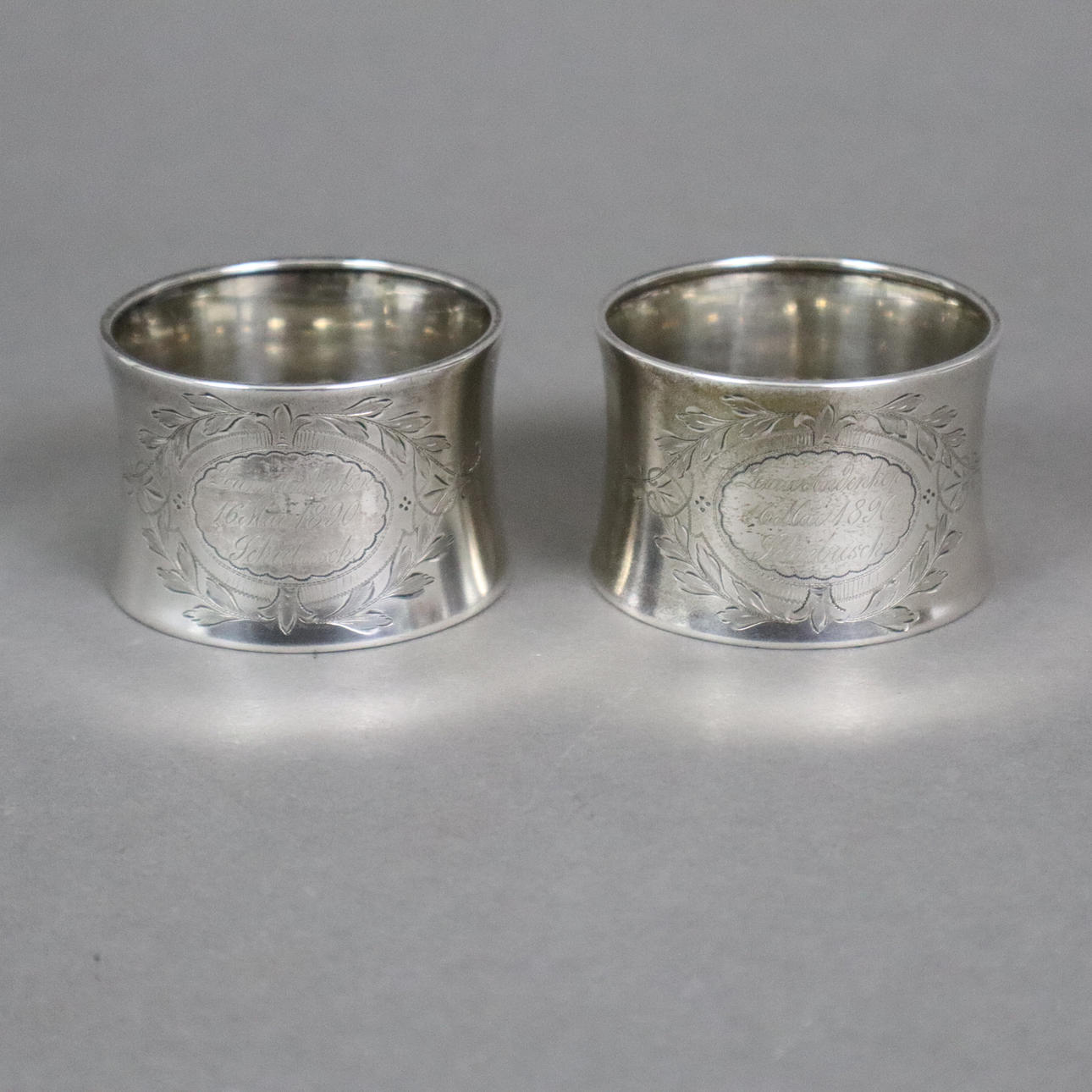 - Two NAPKIN RINGS - Silver 800/000, Wilhelm Binder.
