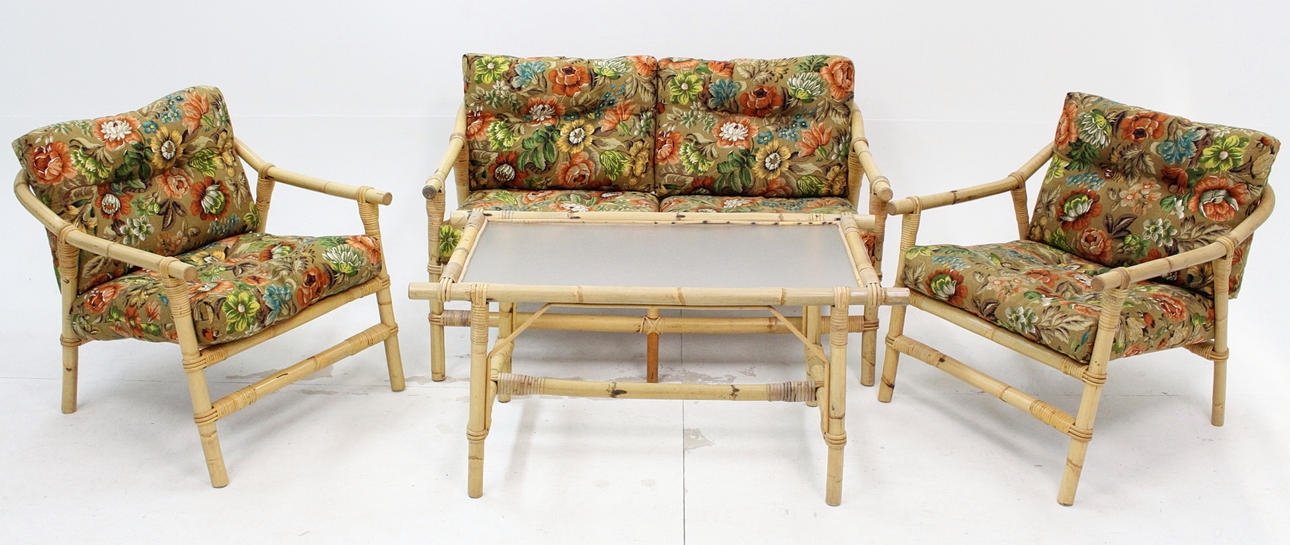 SOFFGRUPP, äkta rotting, 1980-talet.