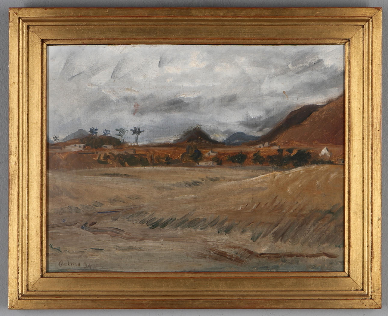 EINAR PALME. Regnmoln över Sahara, olja på pannå, signerad.