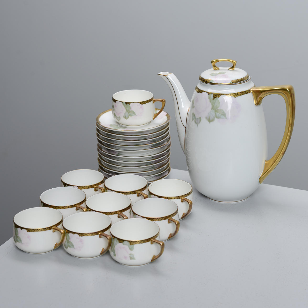 Coffee set, 10 pieces & coffee pot, Bavaria, Germany.