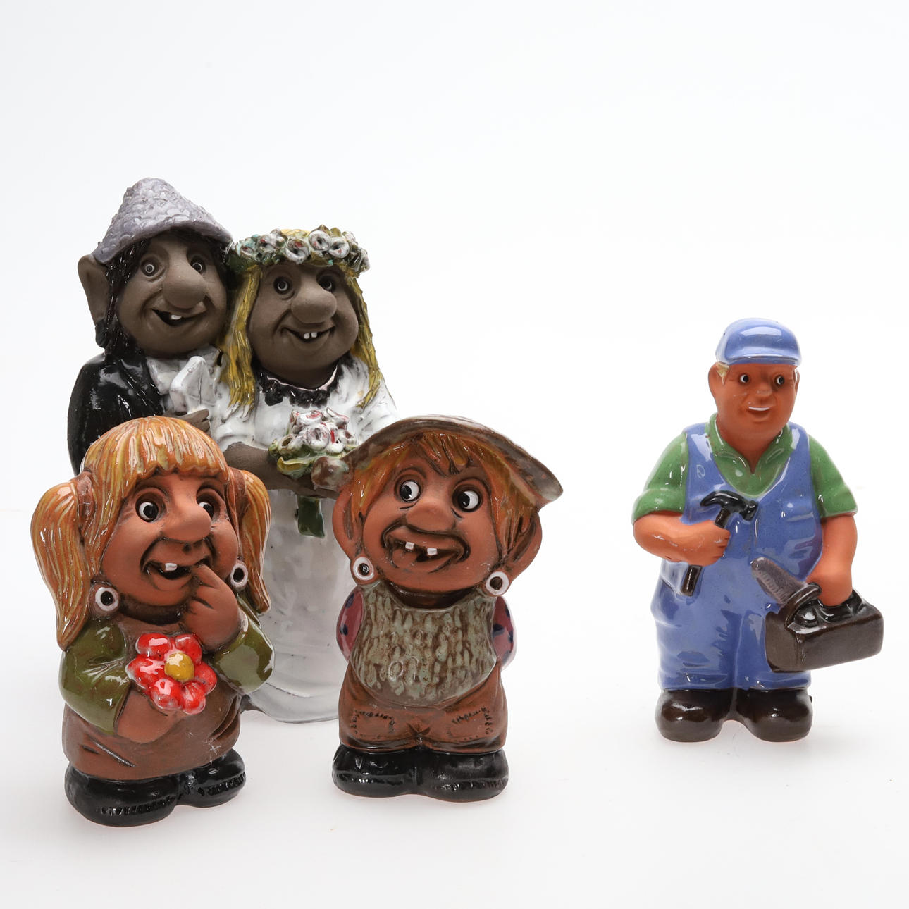 ROLF BERG. FIGUREN, Steingut, 4 Stück.