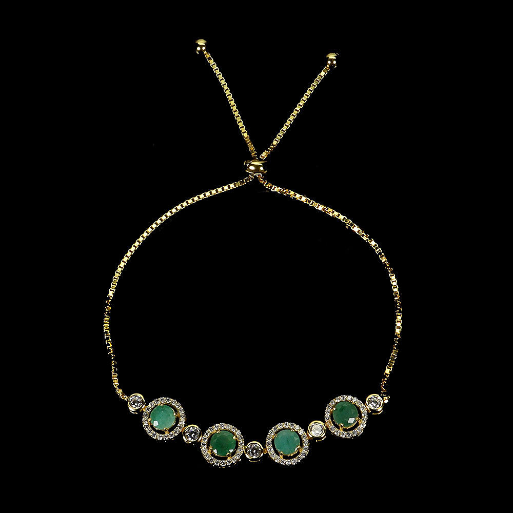 SØLV FORGYLDT SMARAGD ARMBÅND.