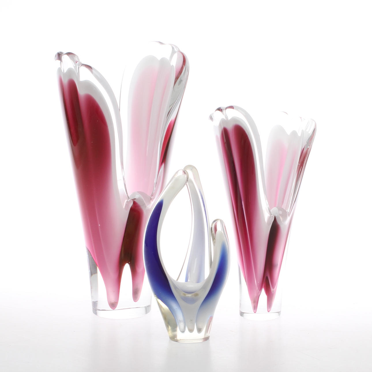 VASER, 3 st, glas, "Coquille", Flygfors.