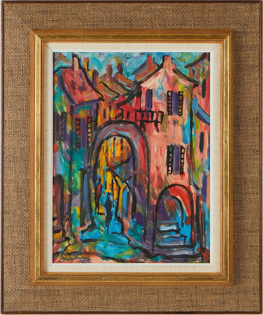 NATAN GUTMAN. Cityscape, oil on panel, signed.